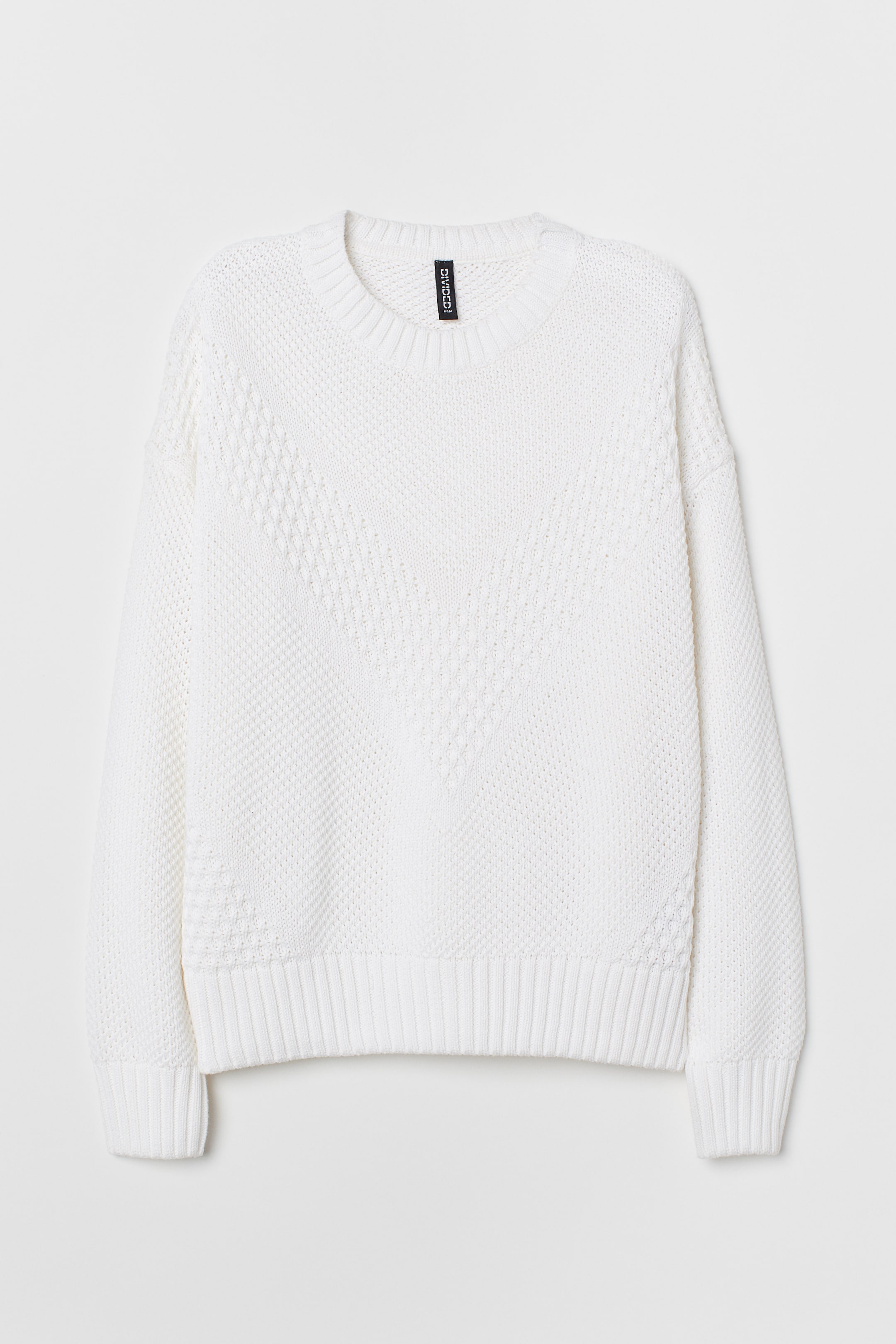 Textured-knit jumper White Ladies H&M IE