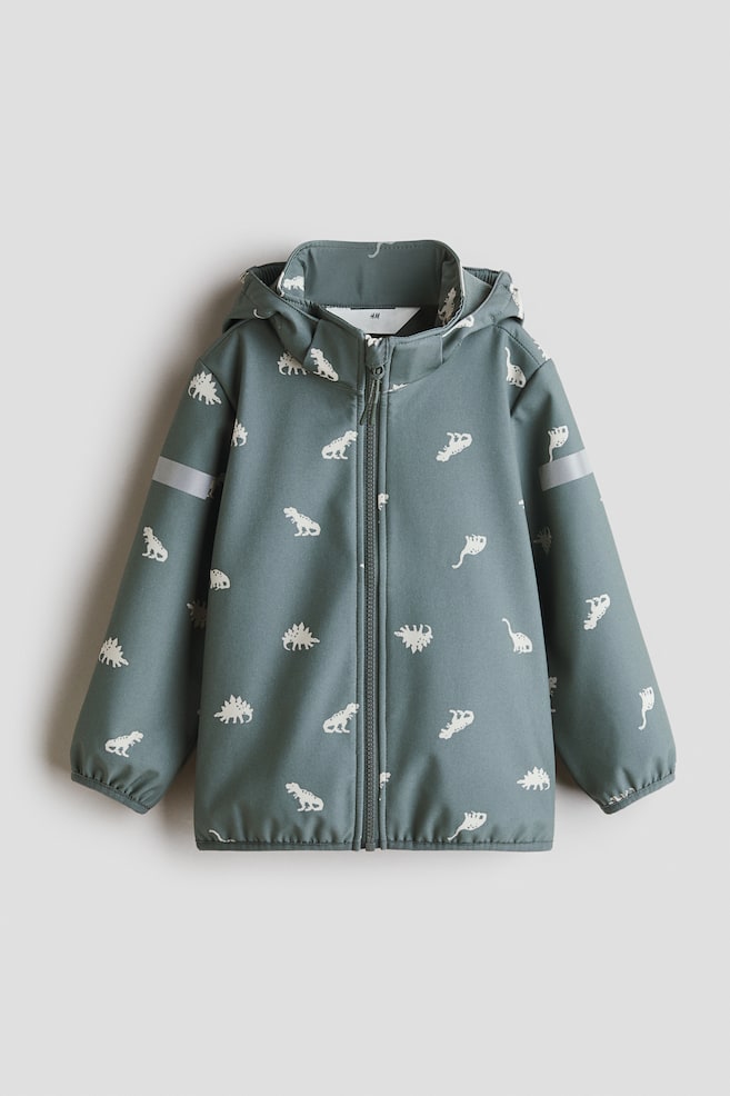 Water-Resistant Softshell Jacket - Dusty turquoise/dinosaurs/Dusty blue/stegosauruses - 1