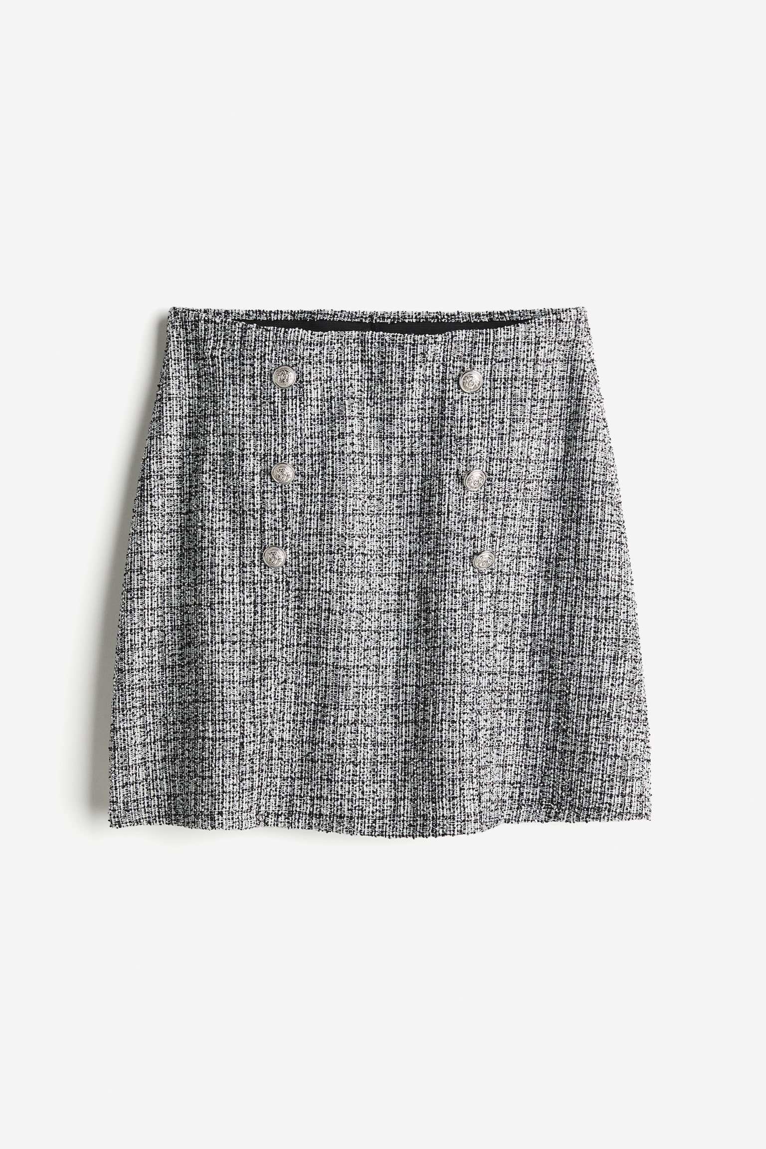 Textured button-front skirt - Black/Checked - 2