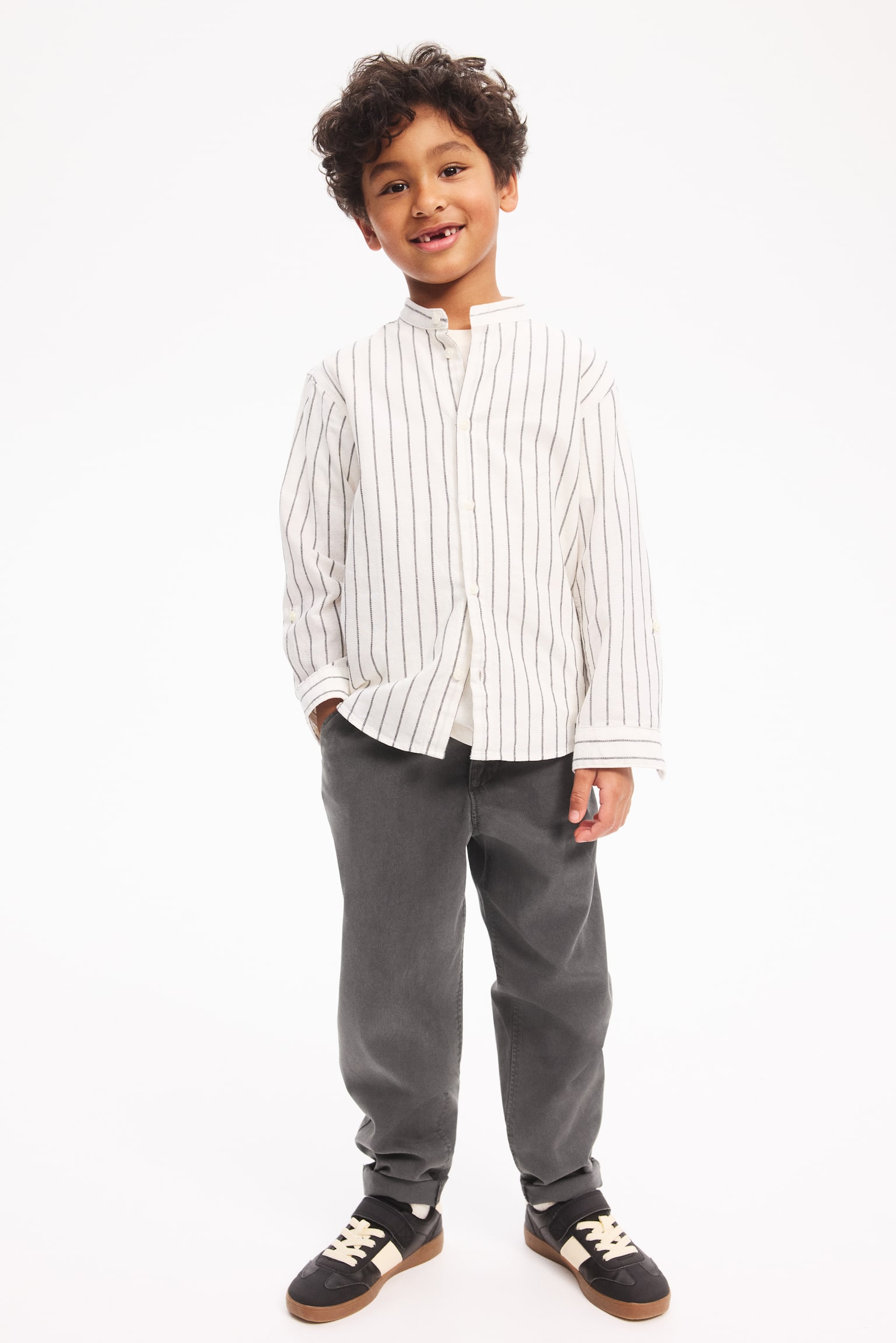 Pantaloni chino de lyocell - Gri-închis/Bej/Bleumarin - 2