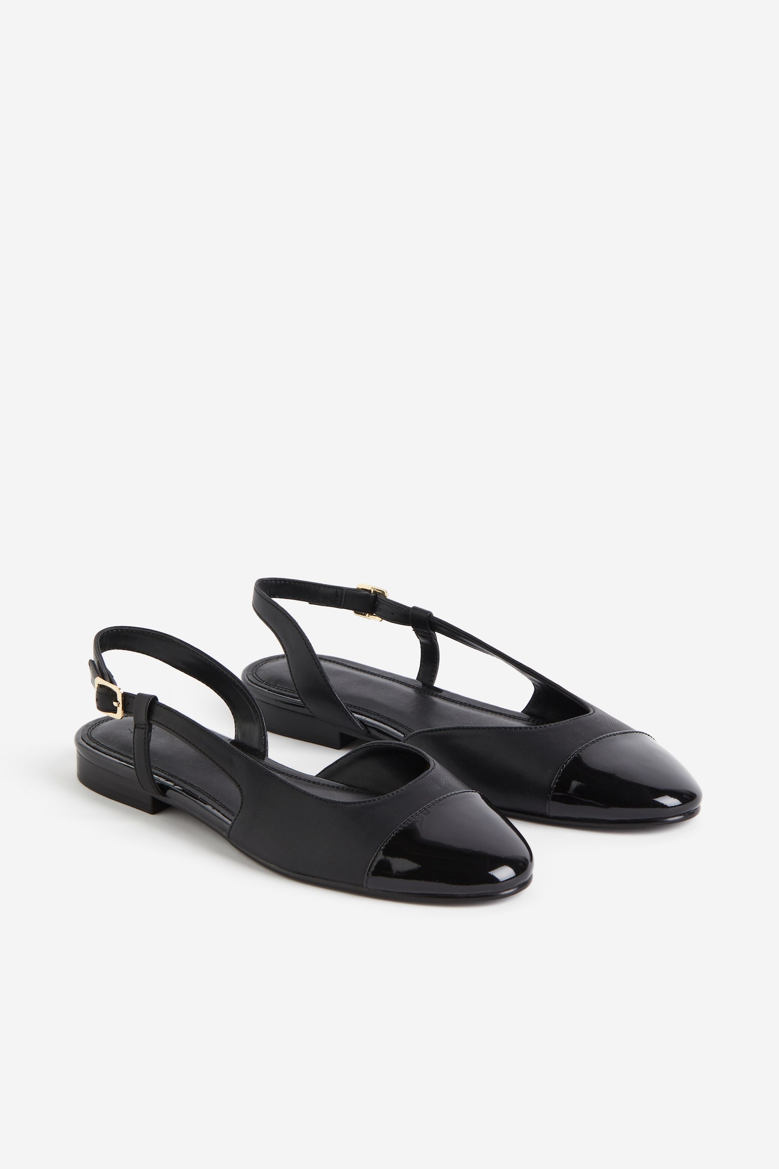 Slingback Ballet Flats - Black/Light beige/Black - 5