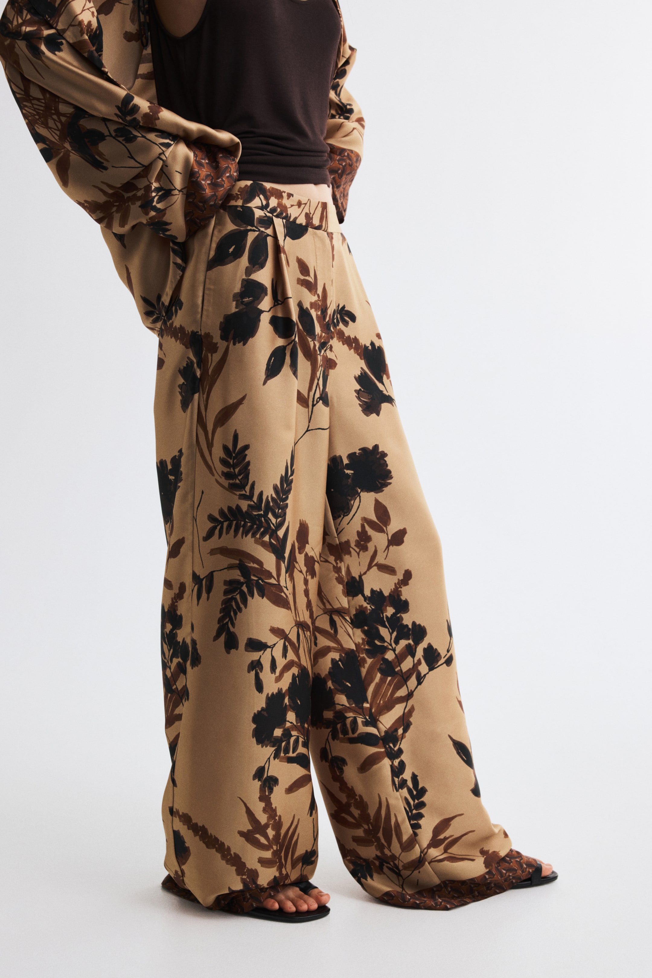 Pleated Satin Twill Pants