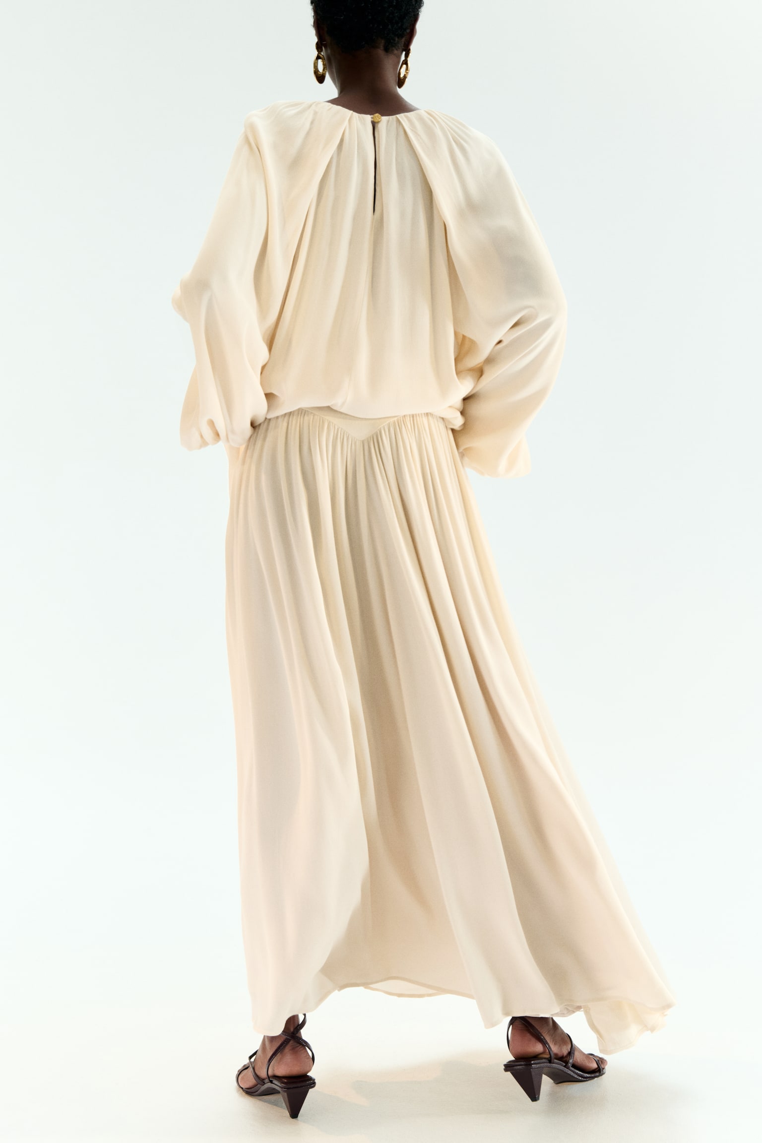 Long viscose skirt - Light beige - 4