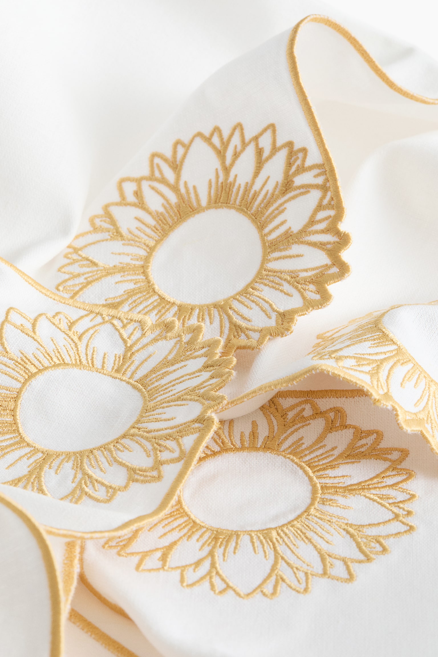 Комплект от 4 броя салфетки от ленена смес - Бял/Жълт - 3