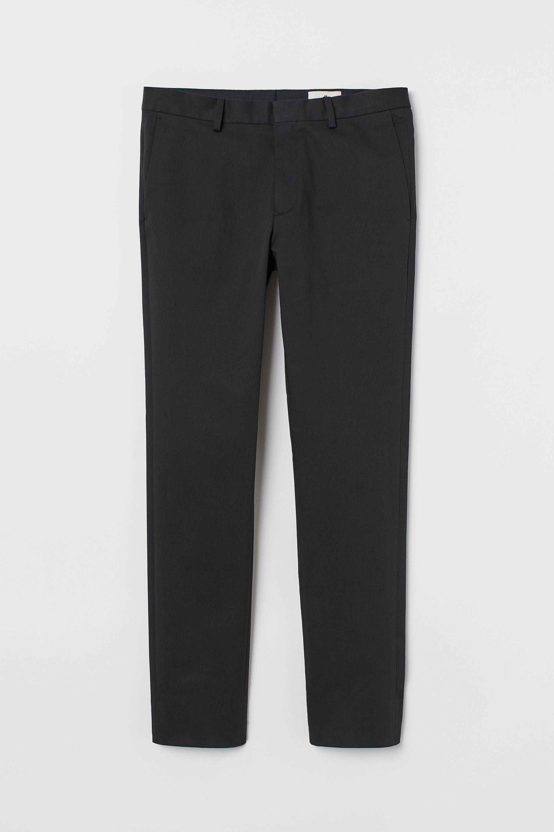 Slim Cotton Chinos - Regular waist - Long - Black - Men | H&M US