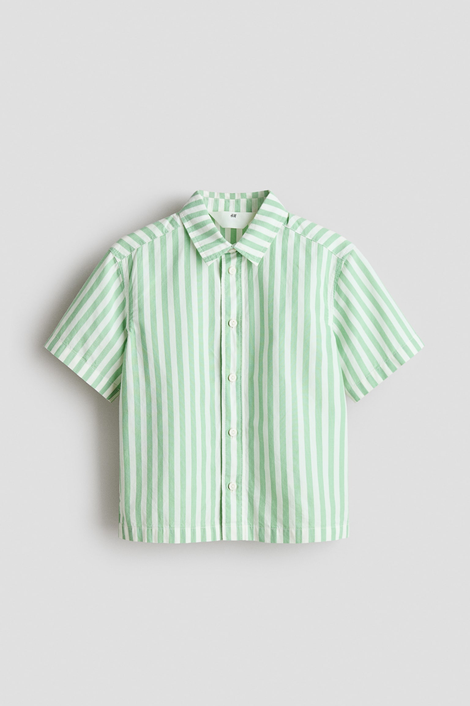 Short-sleeved cotton shirt - Green/Striped/Blue/Checked