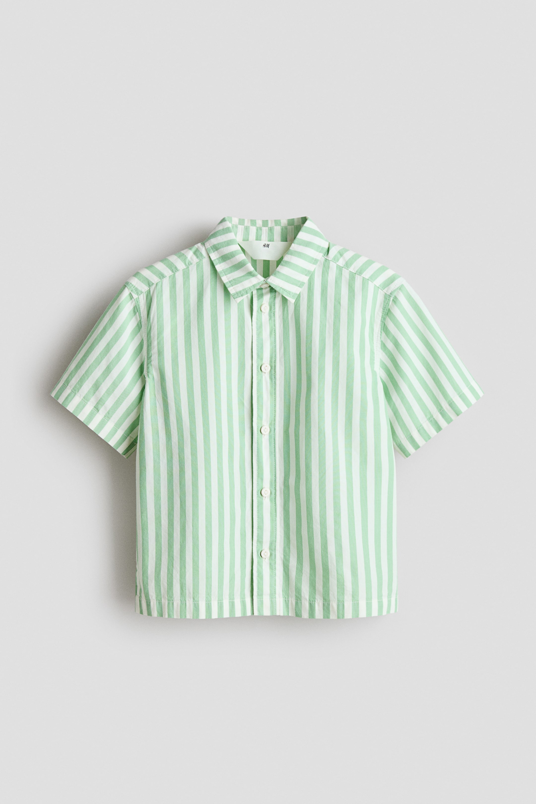 View larger image: Short-sleeved cotton shirt - Green/Striped - Kids | H&M HK 1