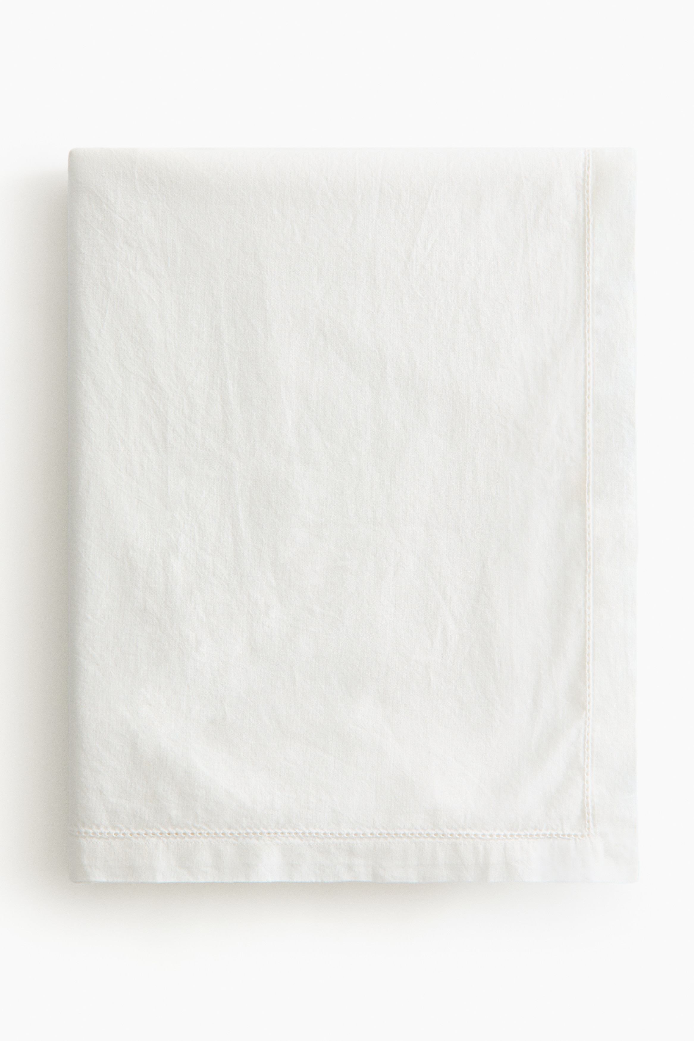 Nappe en coton - Blanc/Grège clair/Bleu ancien