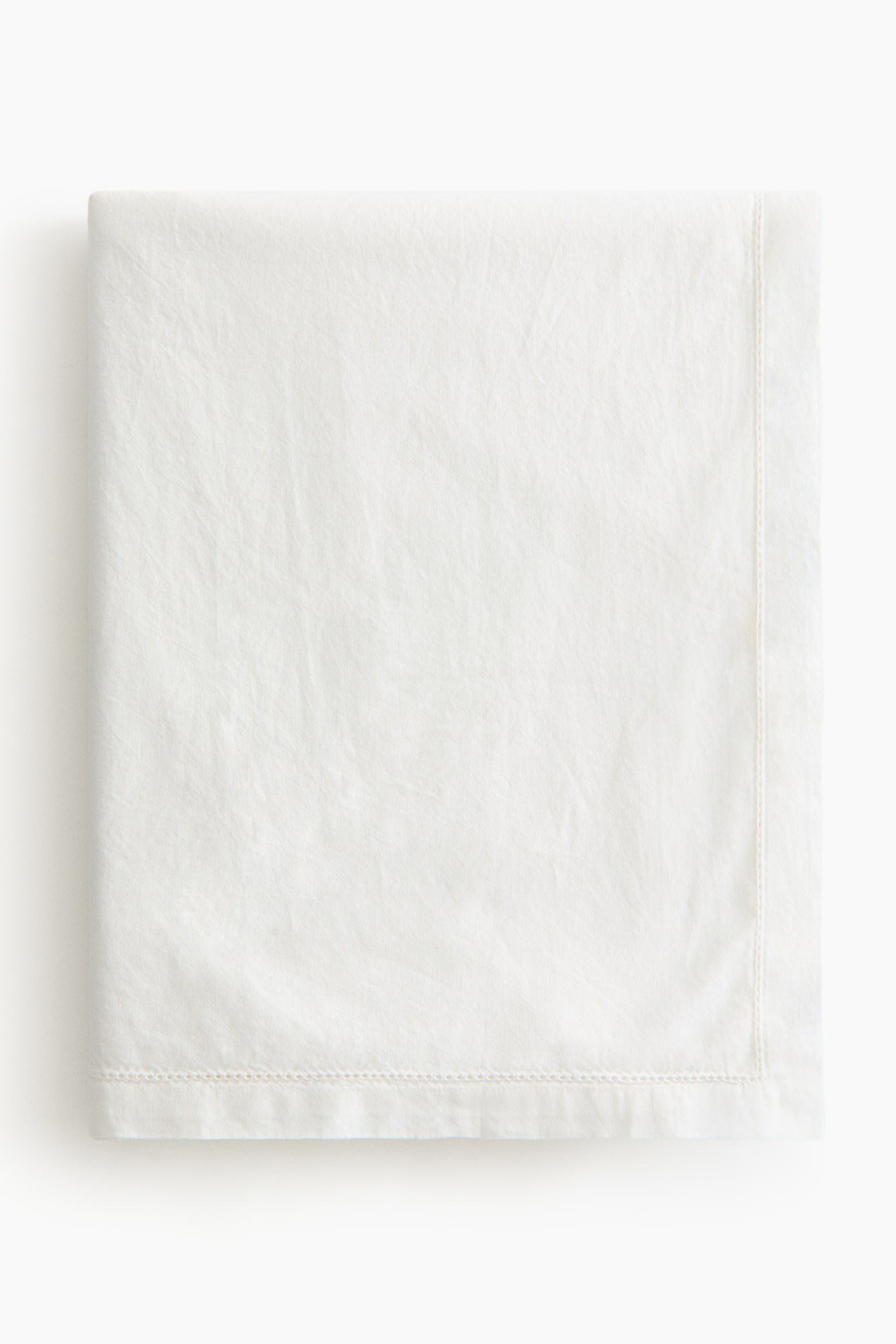 Cotton Tablecloth - White/Light taupe - 1