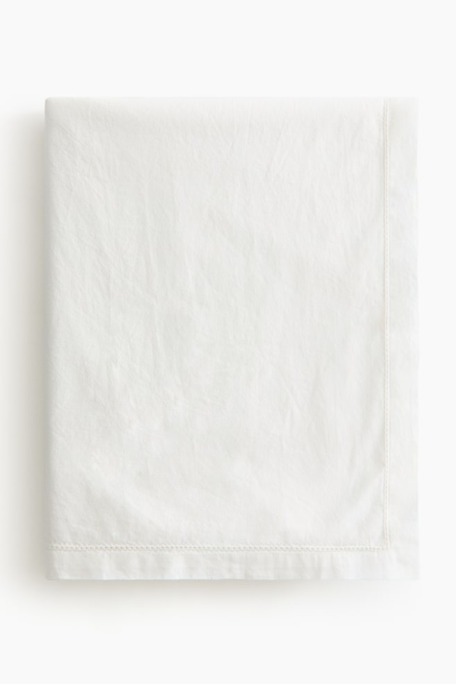 Cotton tablecloth - White/Light greige - 1