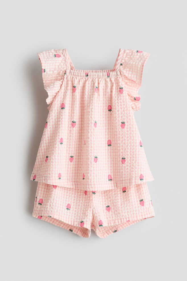 2-piece set - Light pink/Strawberries/Light blue/White striped/White/Light pink/Floral - 1