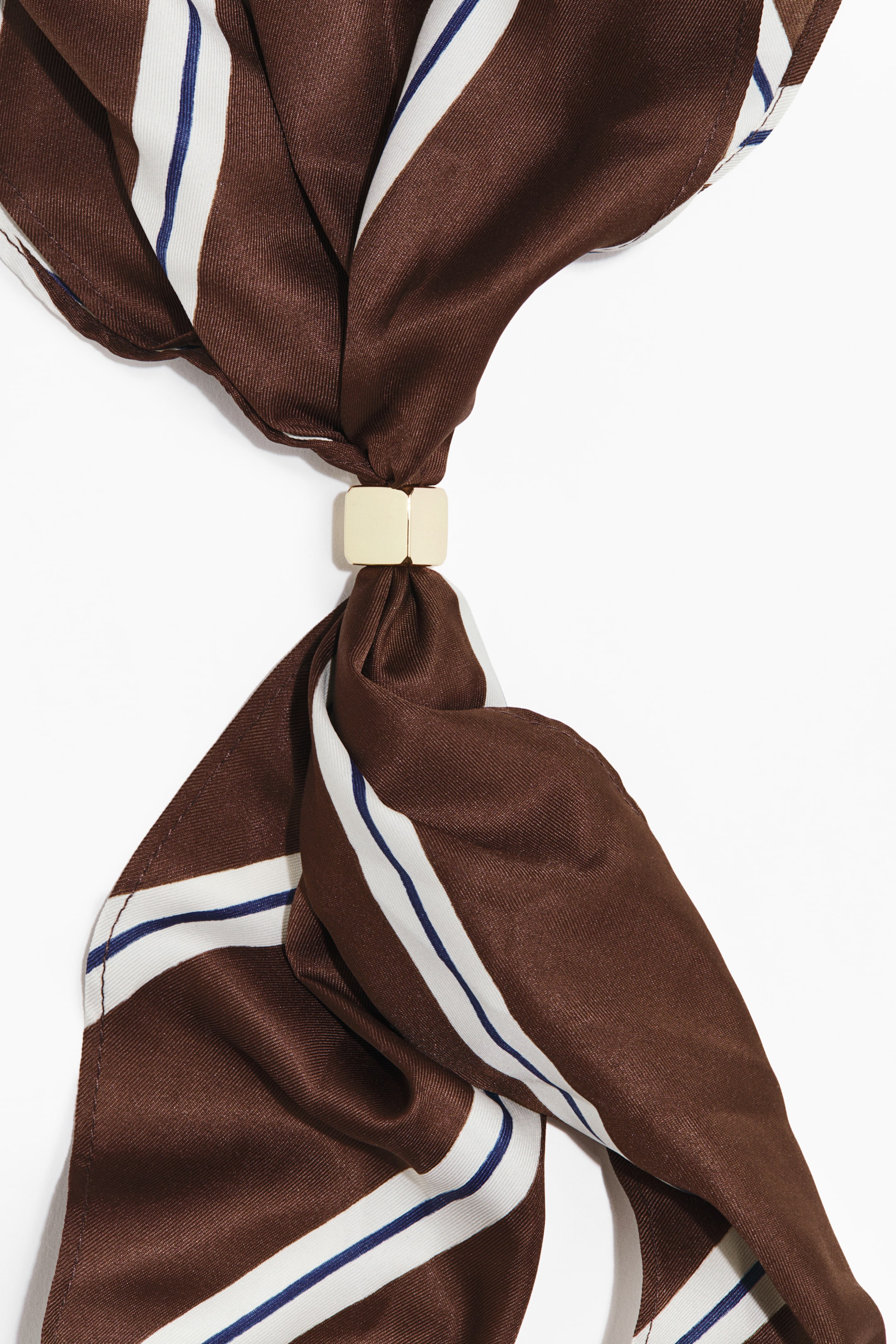 Agrandir l'image: Foulard cravate avec détail en métal - Marron foncé/rayé - FEMME | H&M FR 4