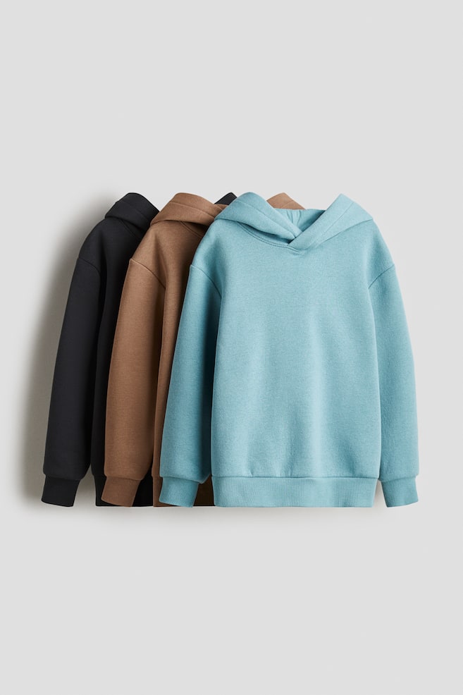 3-pack hoodies - Black/Brown/Light turquoise/Navy blue/Blue/Light turquoise/Black/Beige/Navy blue - 1
