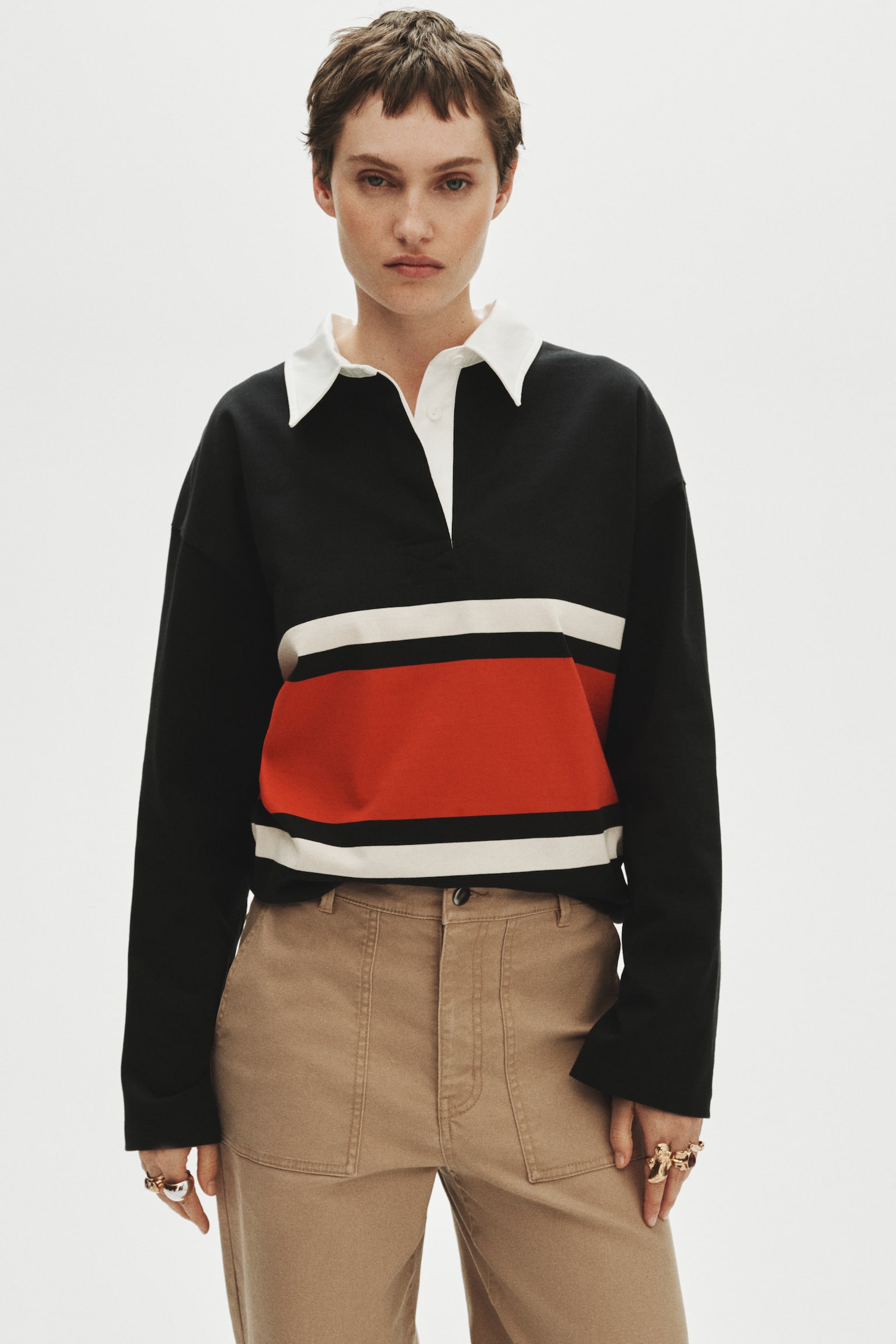 Cotton canvas trousers - Beige/Blue - 4