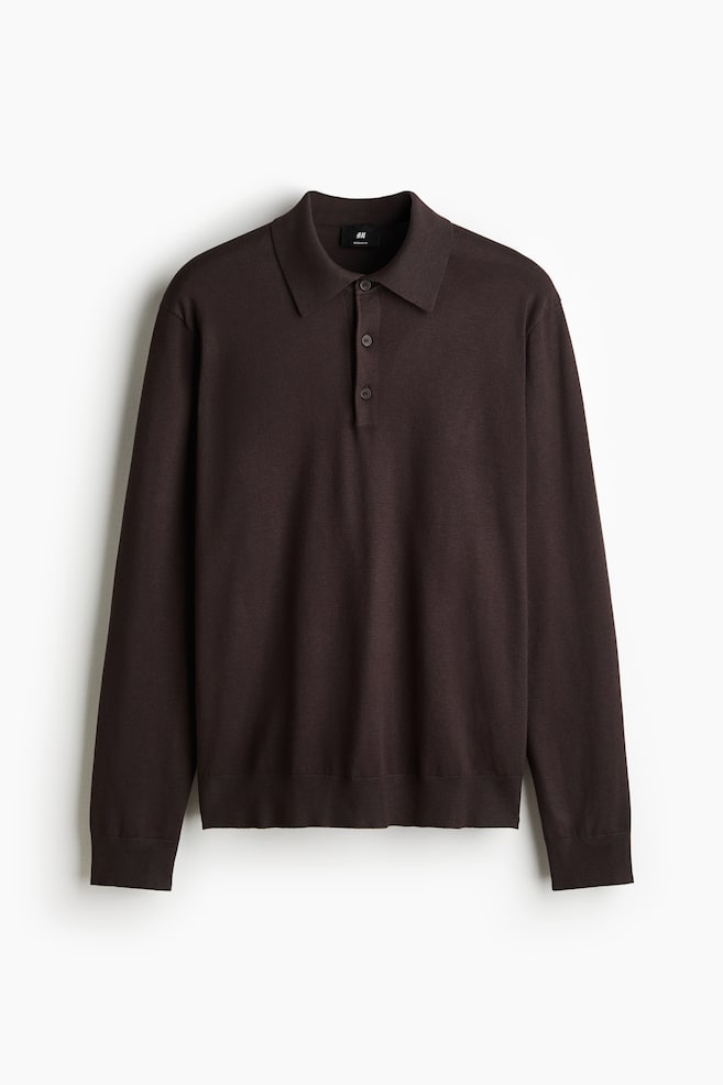 Regular Fit Fine Knit Polo Shirt - Brown/Navy blue/Blue/Light beige/Grey marle/Dark beige/Beige/Dark blue/Black - 1