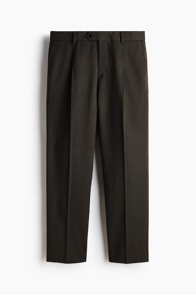 Pantalon de costume Regular Fit en laine mélangée - Vert kaki foncé/Marron foncé - 1