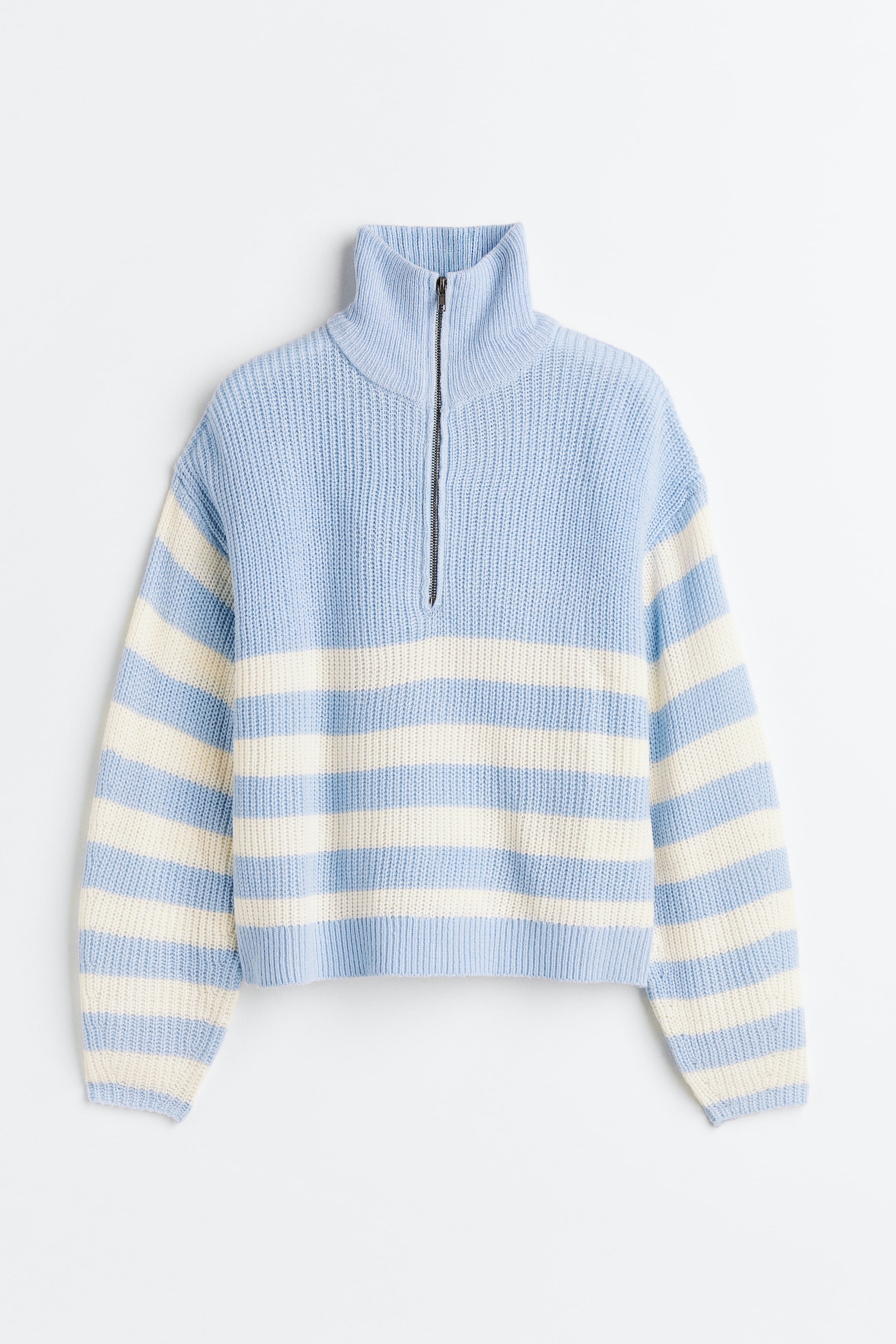 View larger image: Zip-top rib-knit jumper - Light blue/Striped - Ladies | H&M IN 1