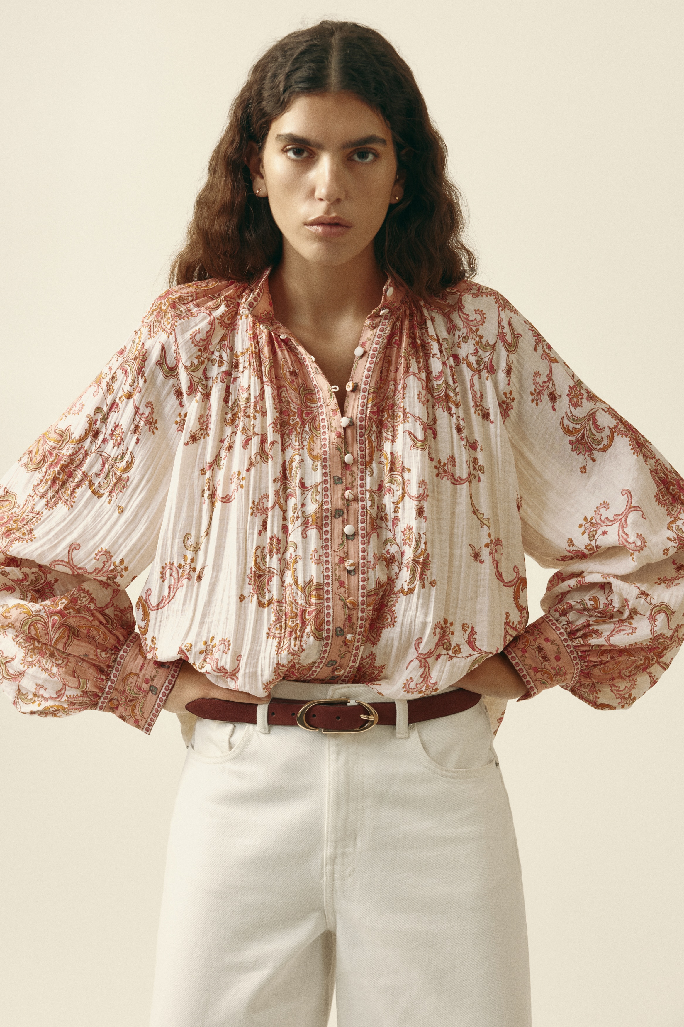 Camicetta goffrata - Rosa/motivi cashmere