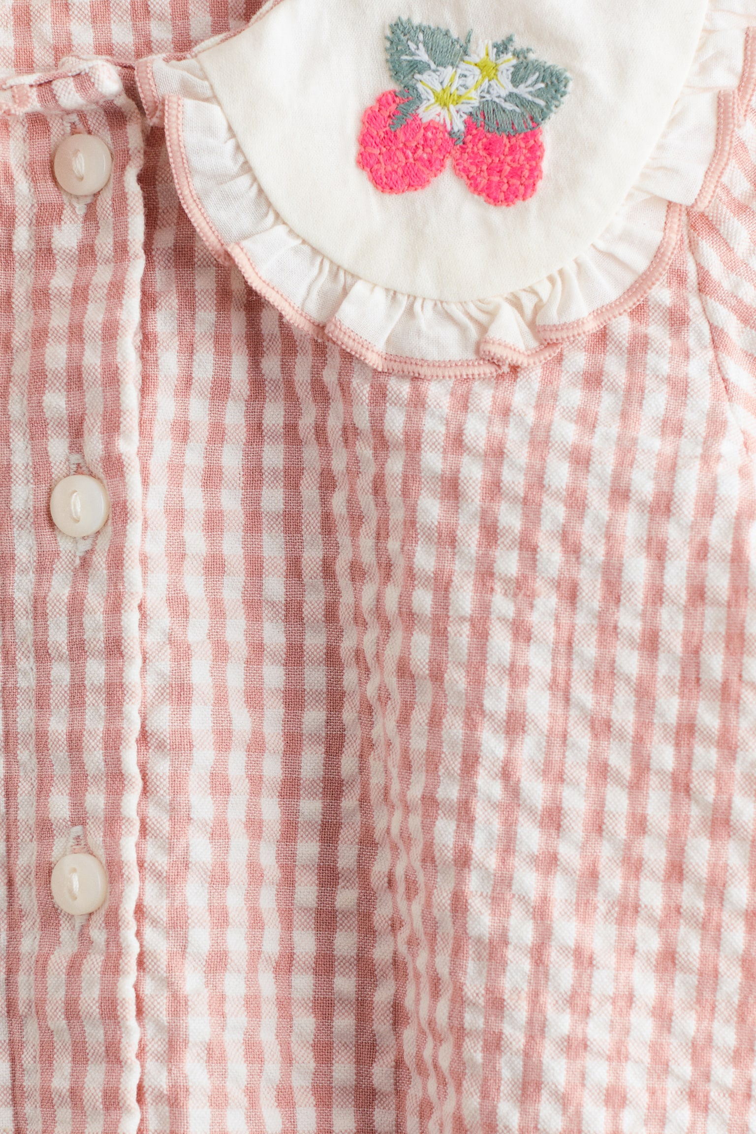 2-Piece Cotton Seersucker Set - Light pink/checked - 7