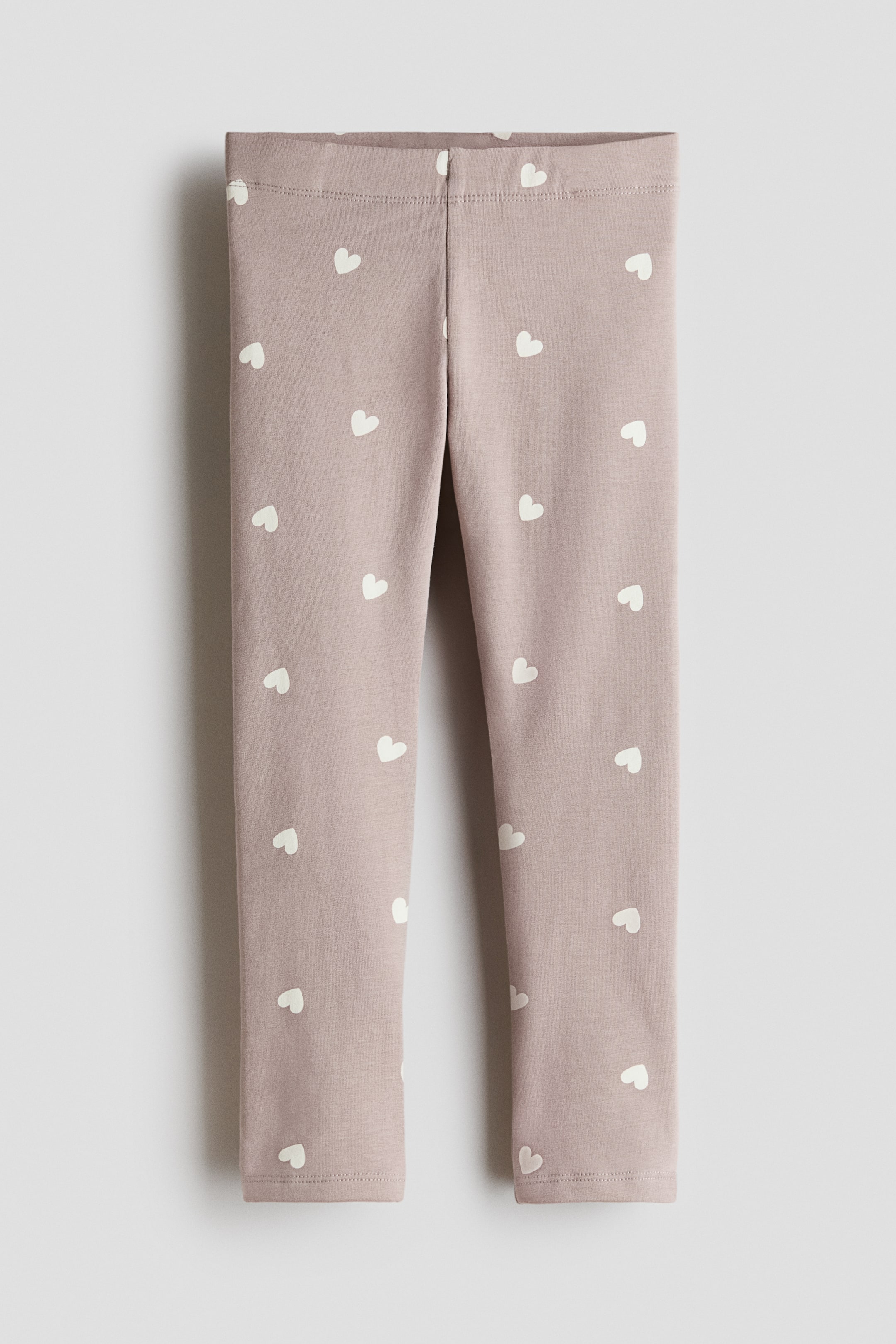 View larger image: Brushed-inside leggings - Light mole/Hearts - Kids | H&M 1