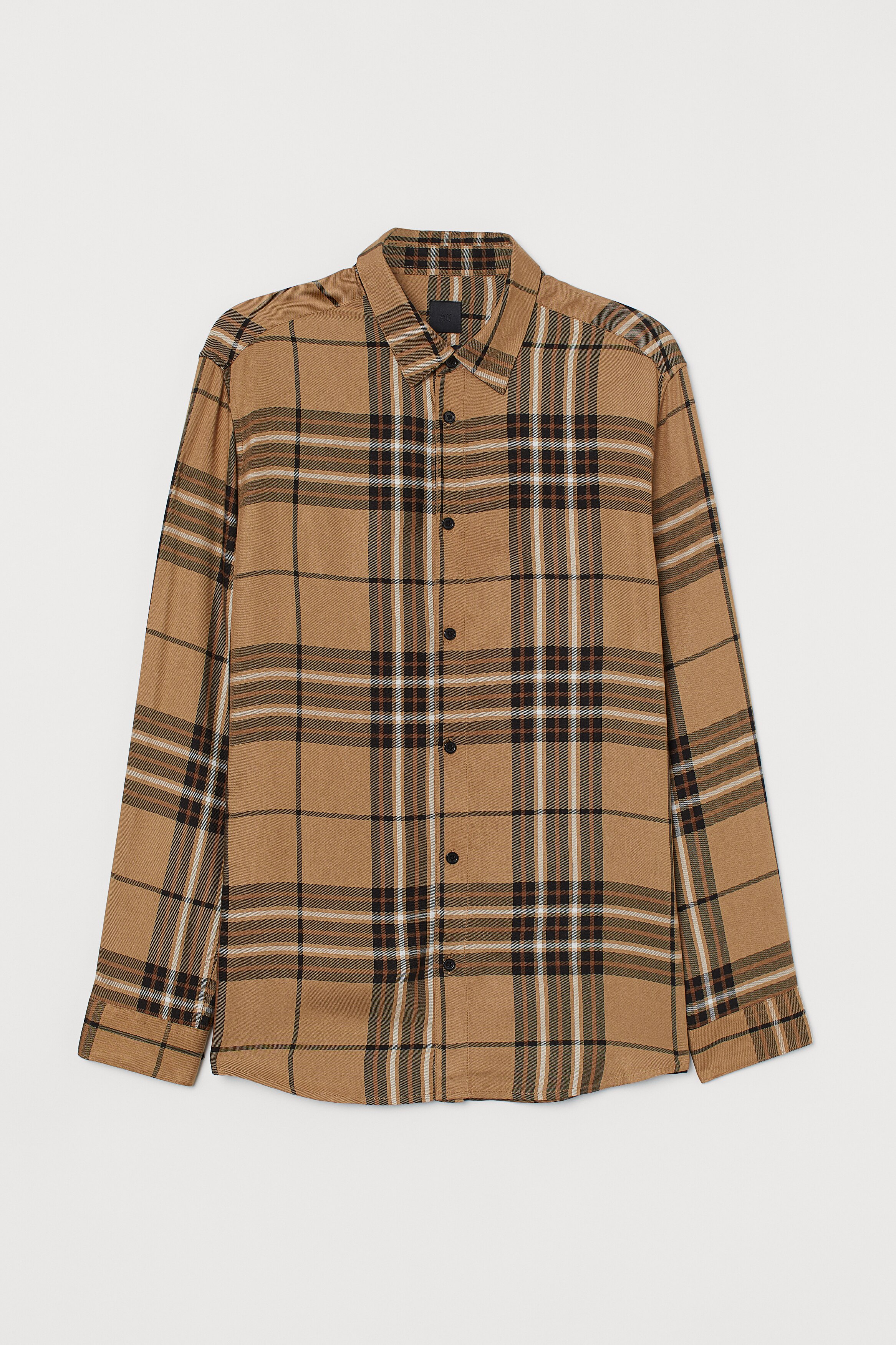 Shirt Regular Fit - Dark beige/Black/White - Men | H\u0026M HK