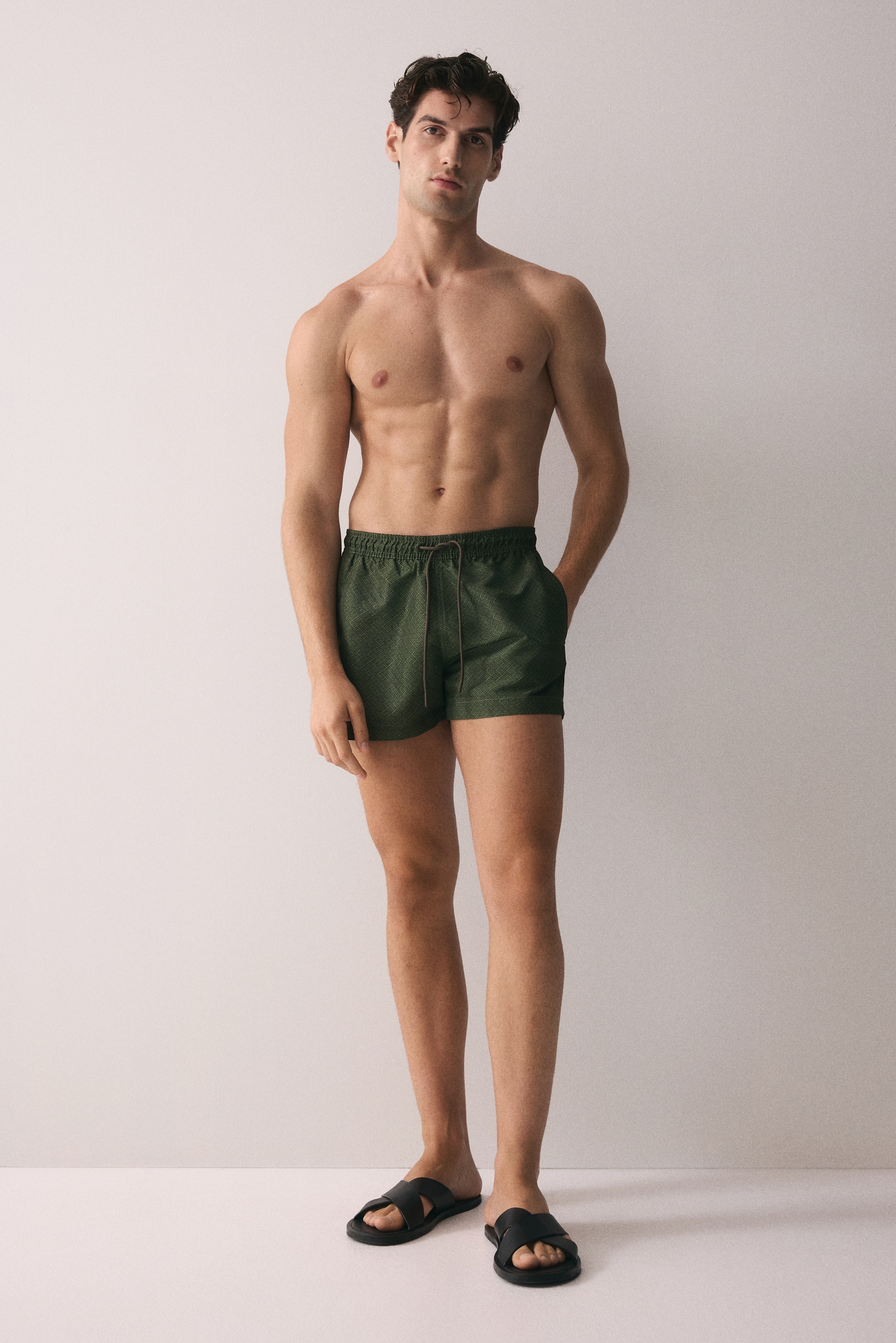 Patterned swim shorts