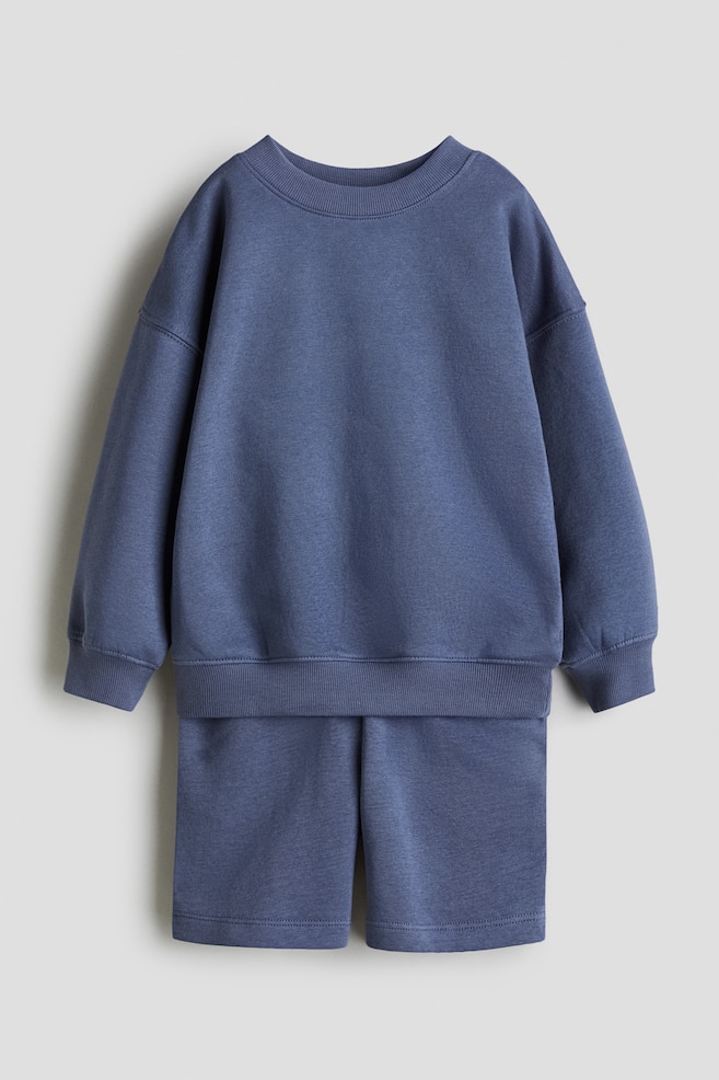 Conjunto de 2 piezas con sudadera y shorts - Azul - 1