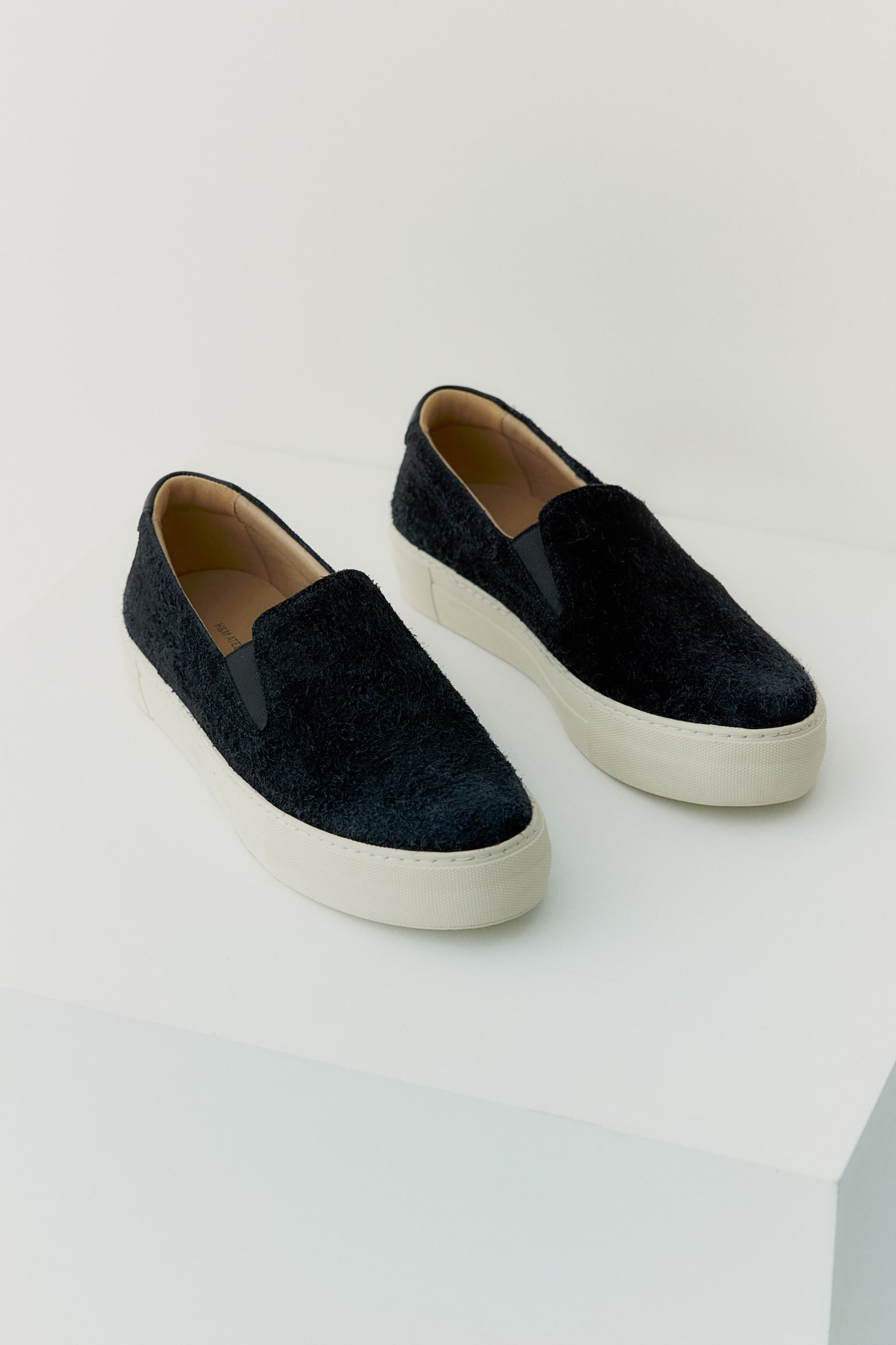 Brushed-suede slip-on trainers - Black - 3