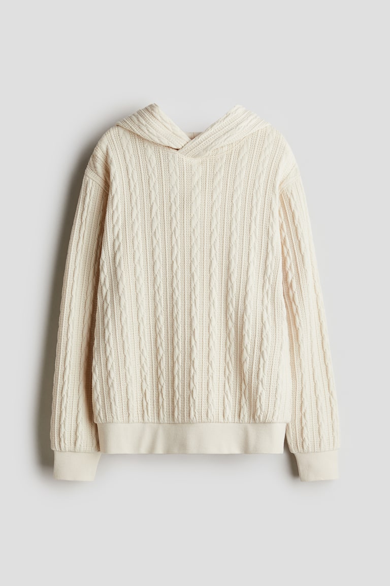 Cable-knit look hoodie Cream Kids H&M IN