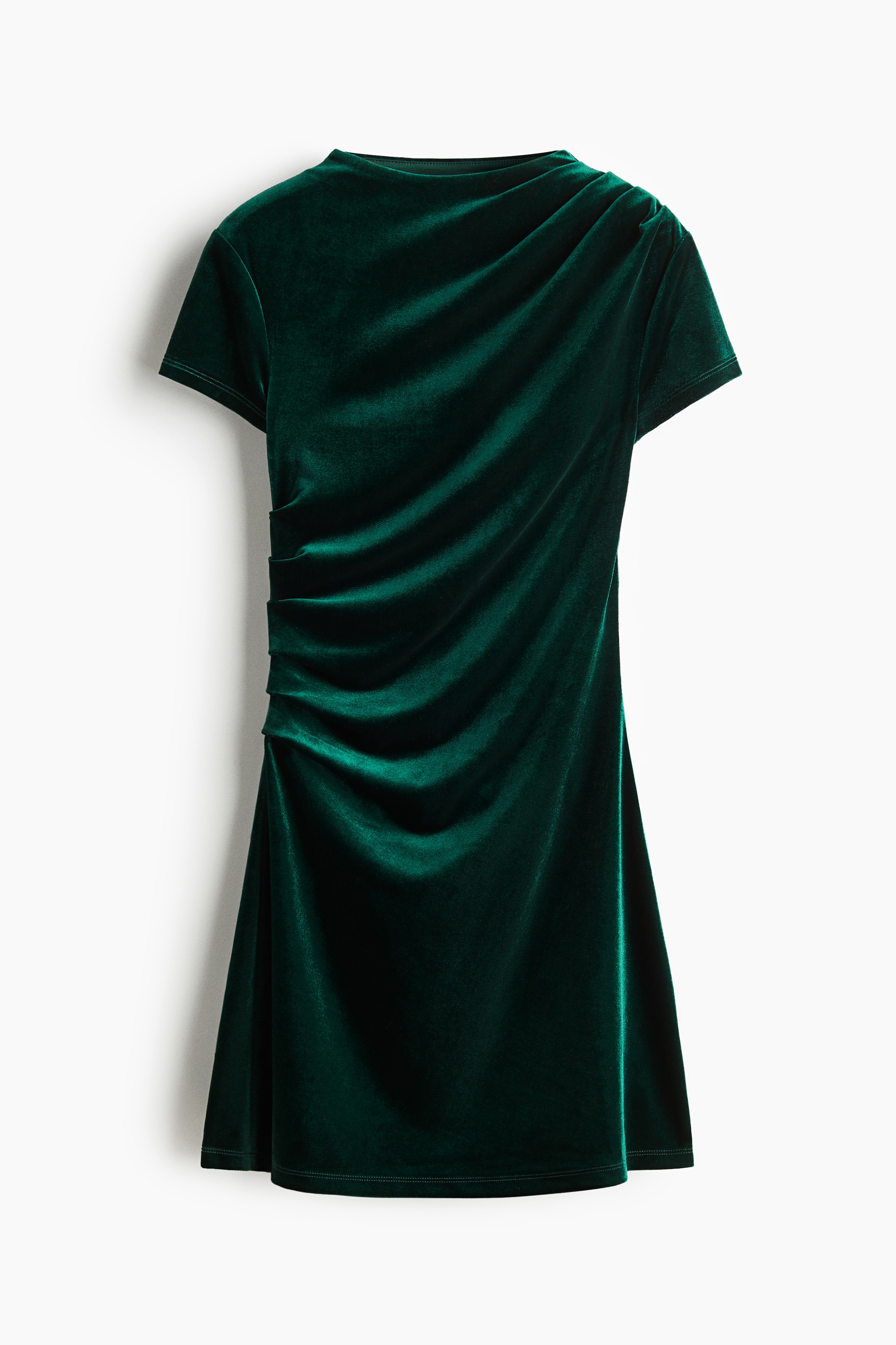 Lágy esésű ruha - Sötétzöld/Burgundivörös