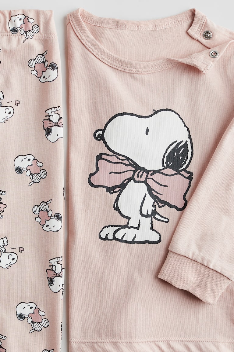 Pigiama in cotone con stampa Rosa chiaro/Snoopy BAMBINO H&M IT