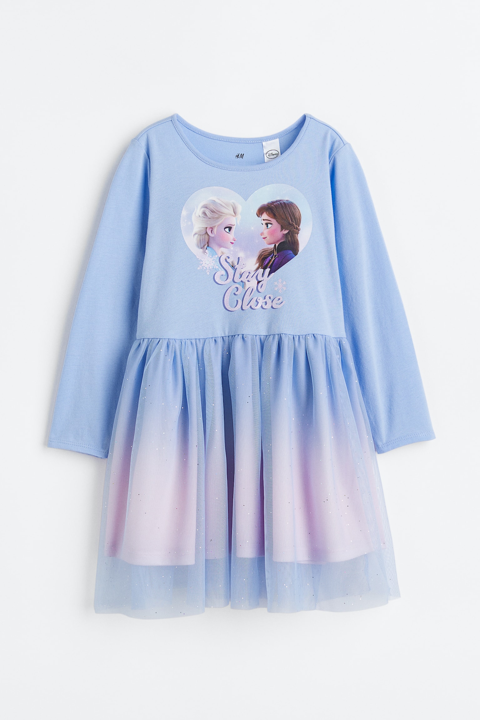 Tulle-skirt jersey dress - Light blue/Frozen - 1