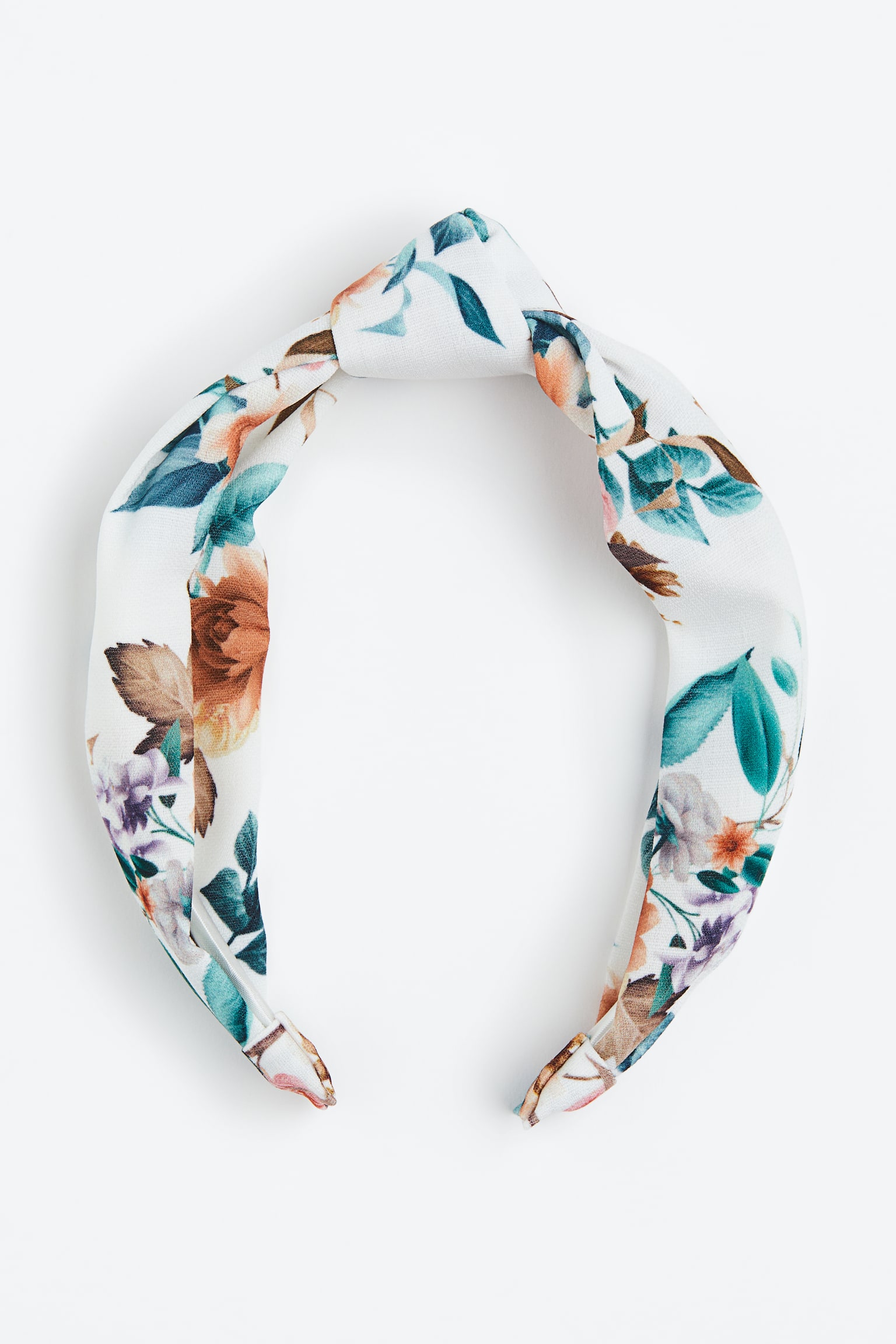 Knot Detail Headband - White/Floral - 1