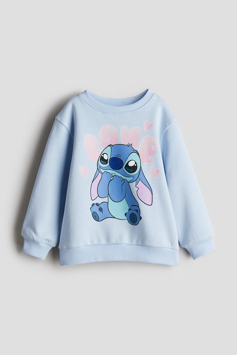 Printed sweatshirt Light blue/Lilo Stitch Kids H&M IN