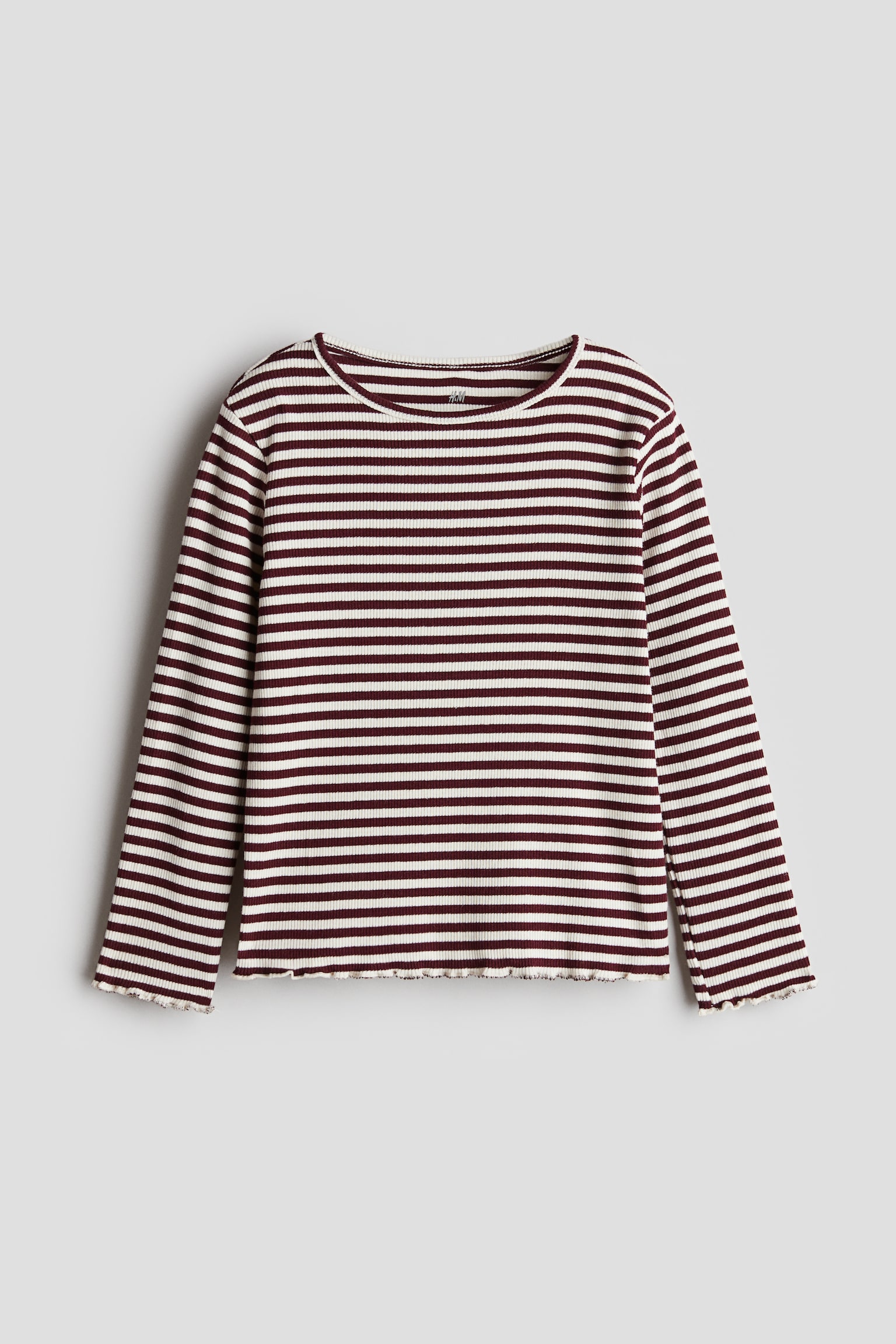 Long-sleeved jersey top - Dark red/Striped/Dusty blue/Light beige/Hearts/White/White/Black striped/Dusty pink/White/Red/Dusty purple - 1