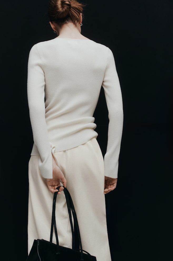 Linen-Blend Barrel-Leg Pants-Cream - 6