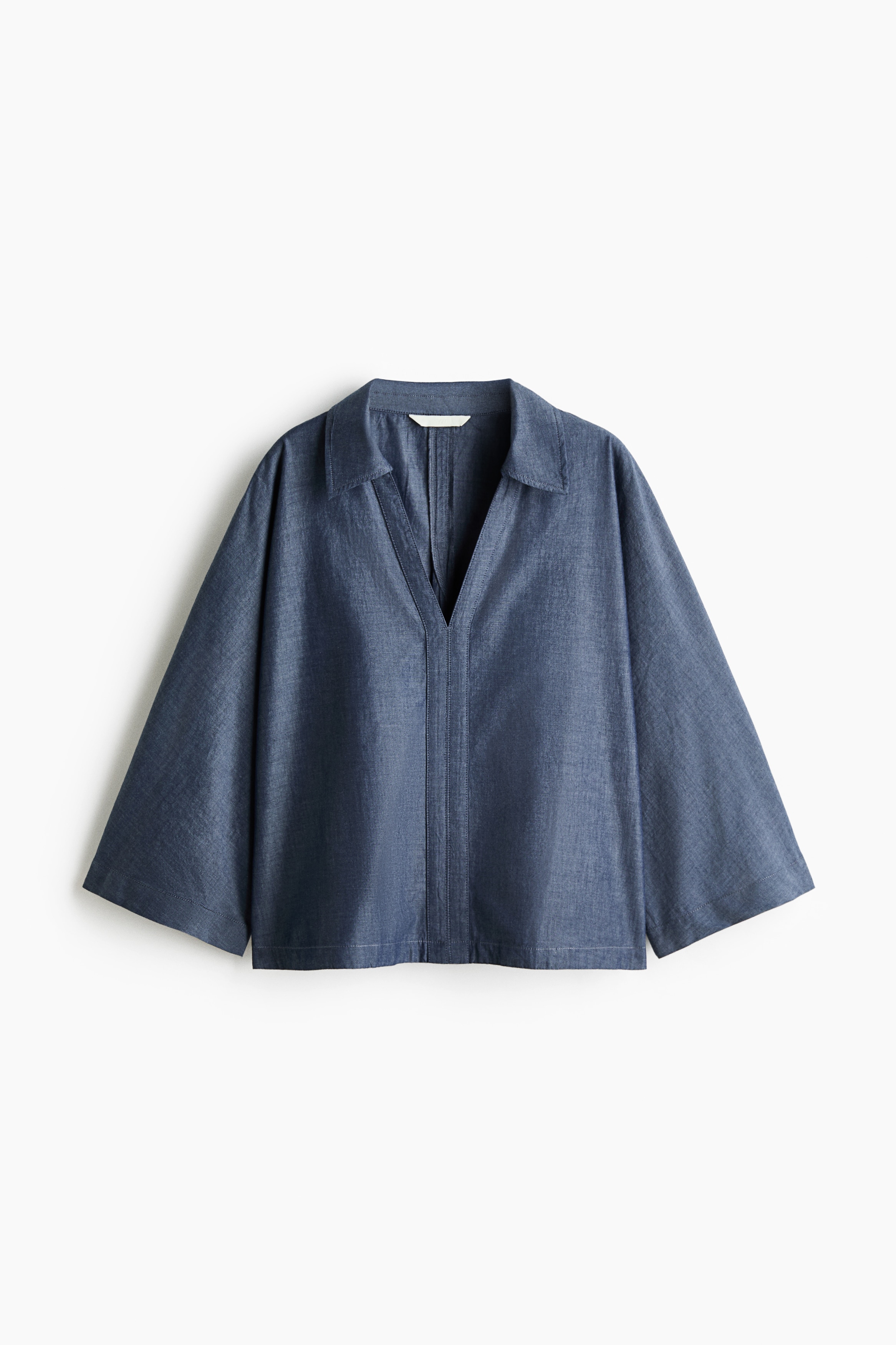 Cotton popover shirt - Dark denim blue