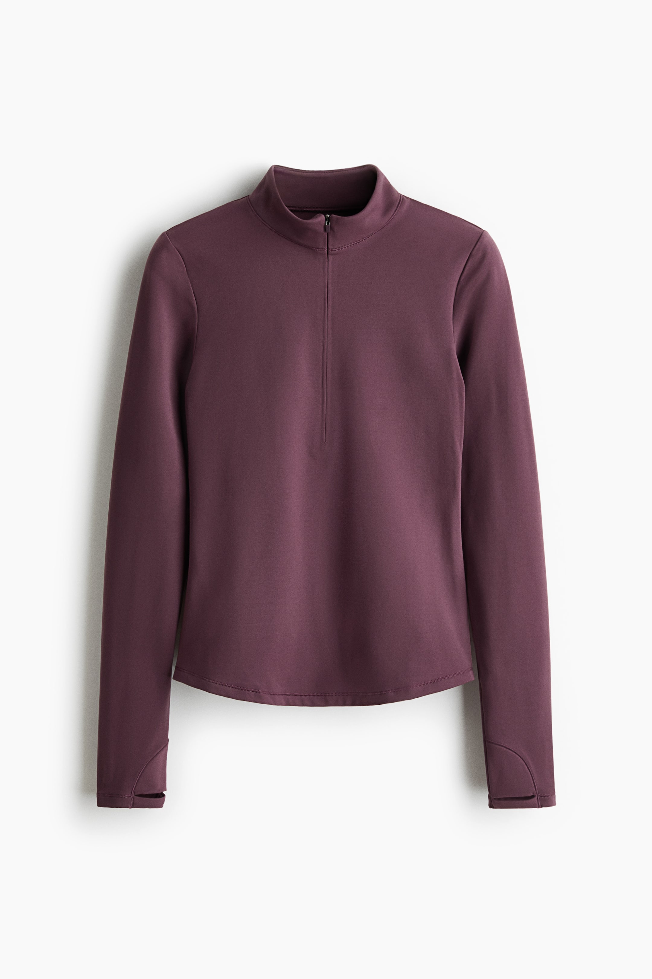 View larger image: Warming zip-top sports top with Fleece SoftMove™ - Boysenberry - Ladies | H&M 1