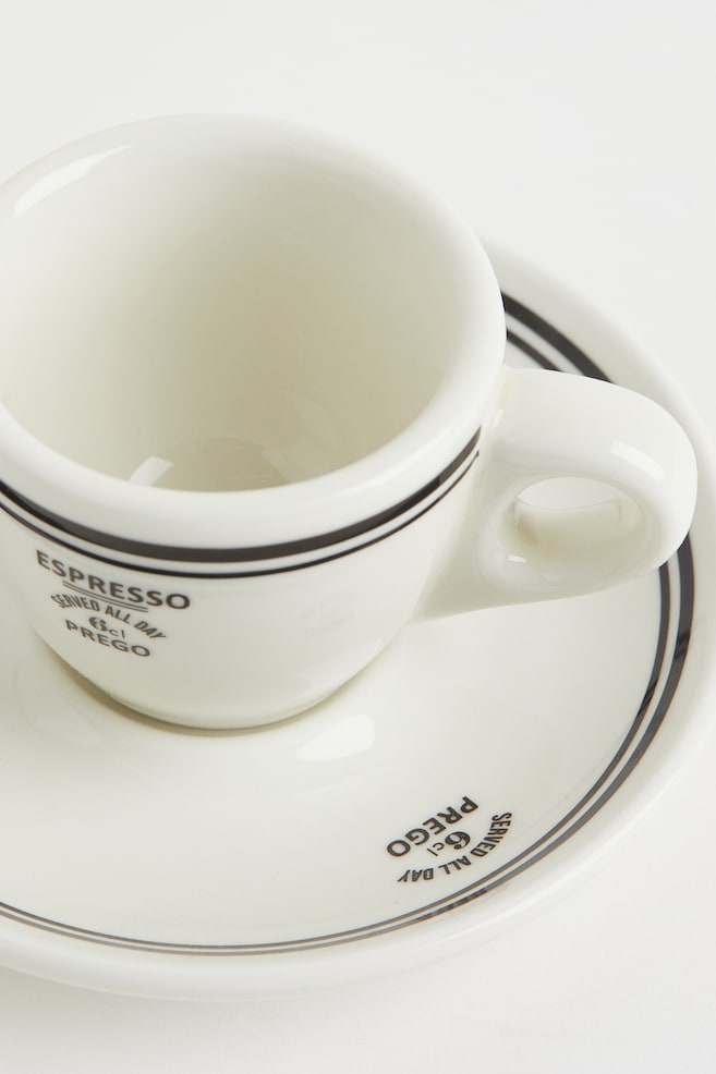 Espresso cup and saucer - White/Black/White/Brown/Black/Orange - 2