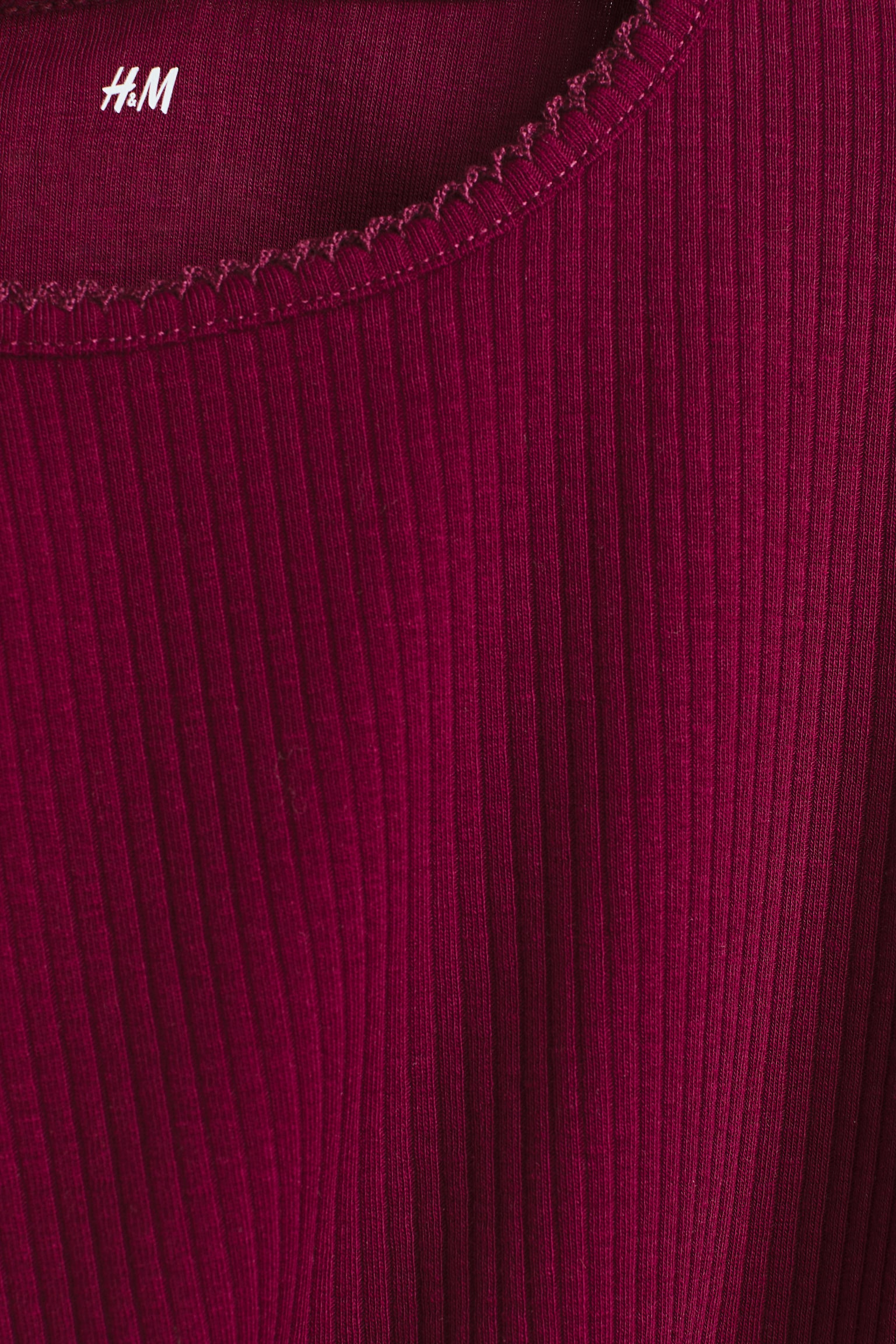 Детские топы H&M 2-Pack Cotton Tops, цвет: Тёмный красный / Кремовый — фото 2