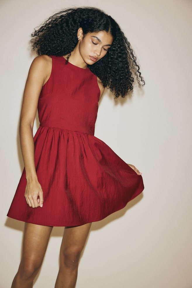 Bow-back dress - Dark red/Black - 2