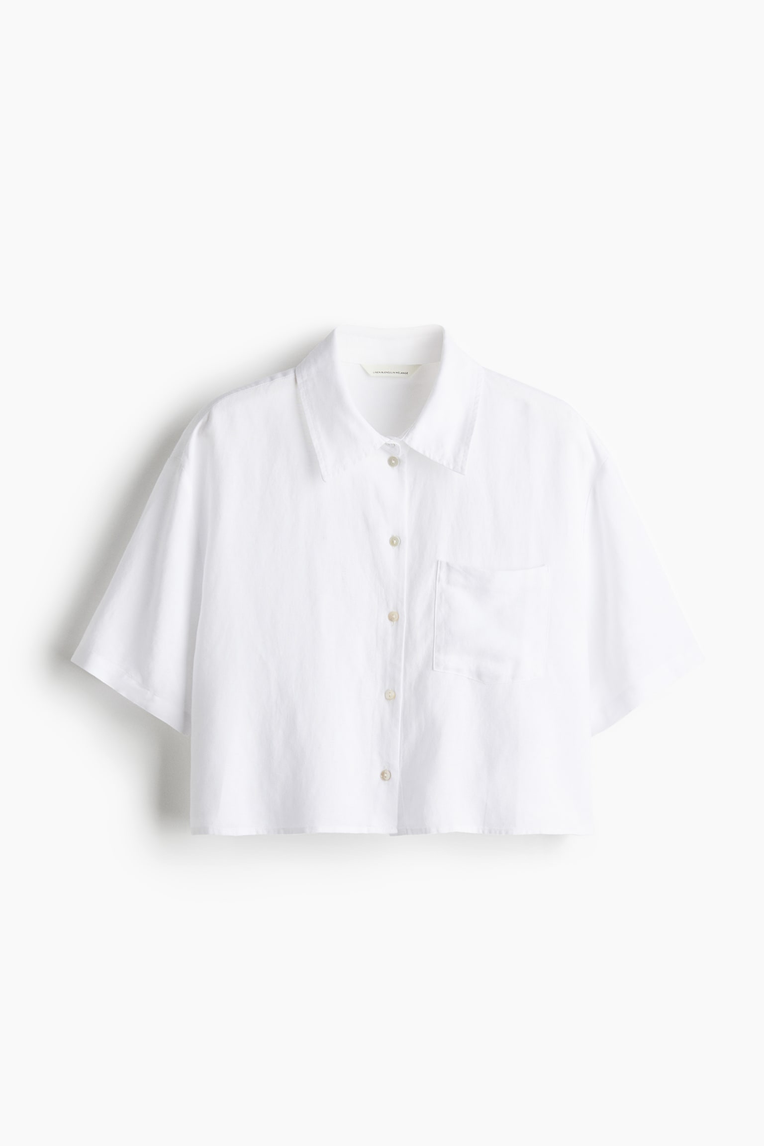 Linen-blend shirt - White/Dusty pink/Beige - 1