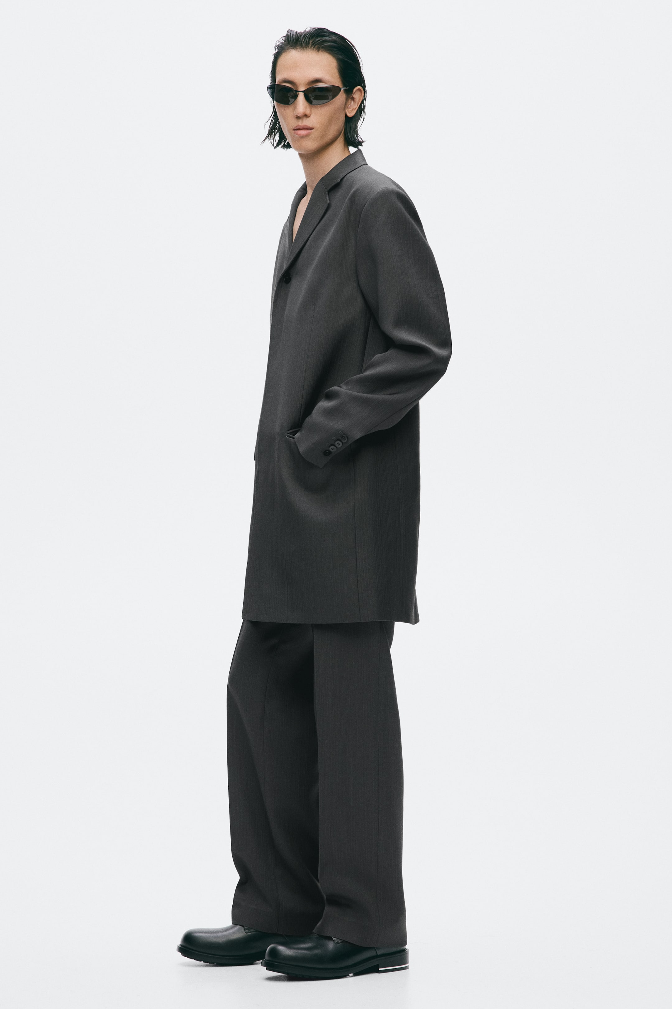 Veste droite ajustée en laine mélangée