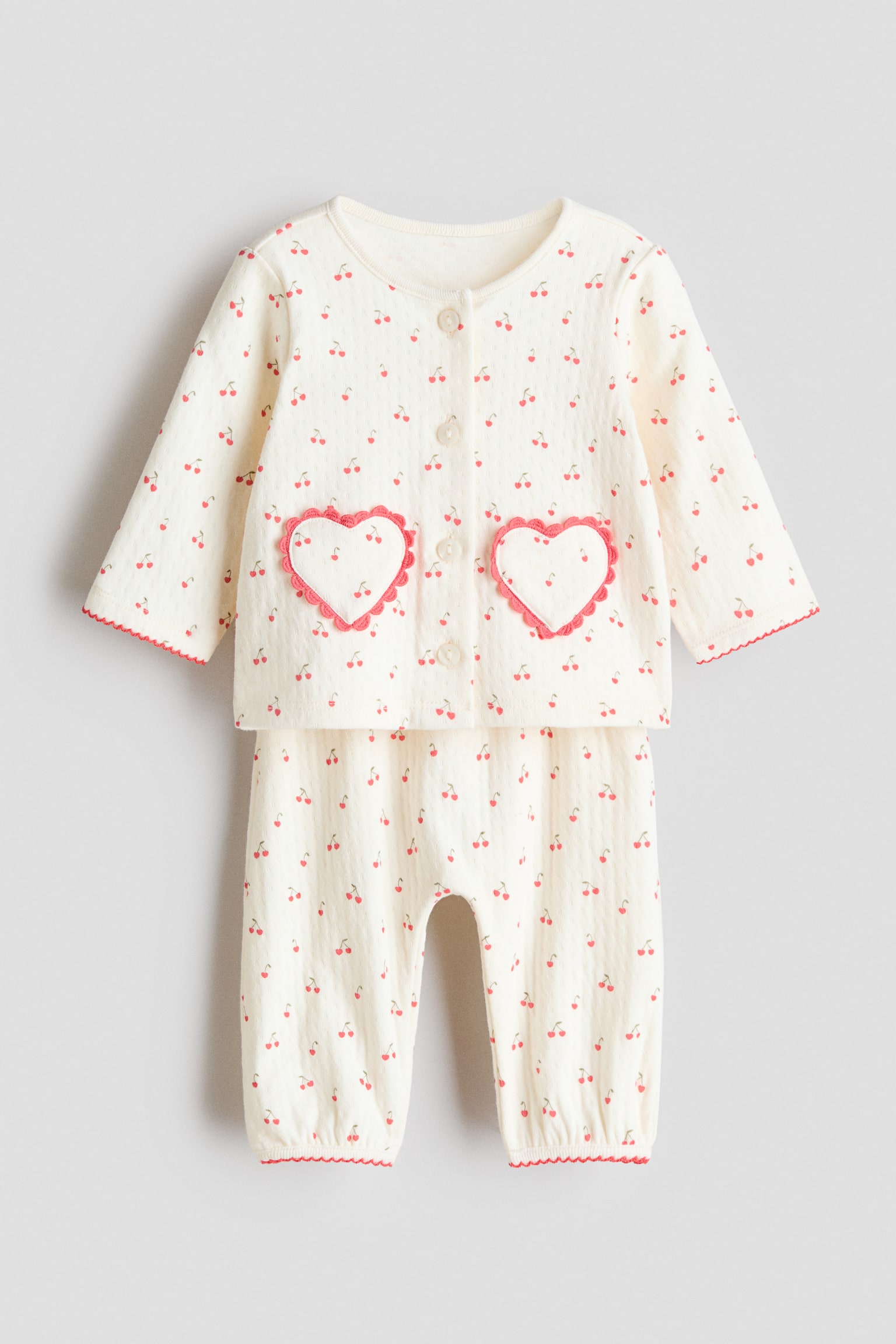 2-piece velour set - Crema/Cerezas