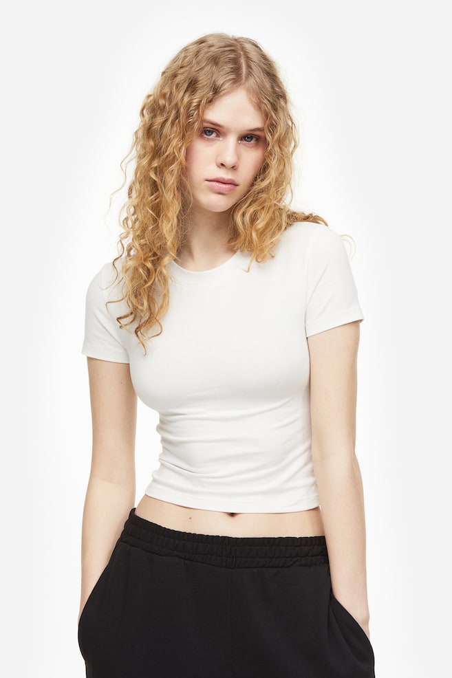 2er-Pack Cropped T-Shirts - Weiß - 1