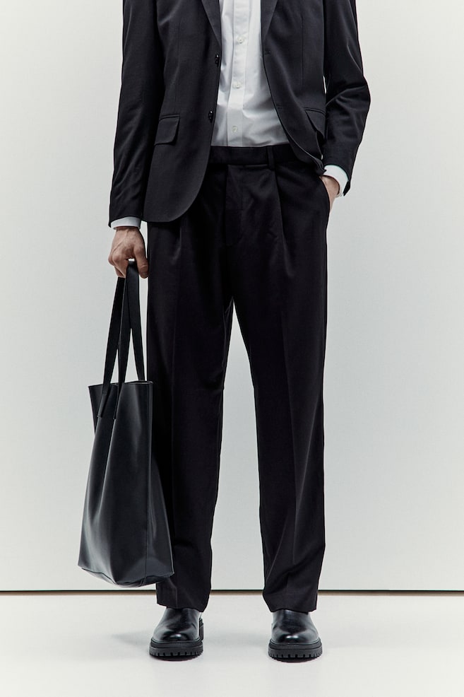 Suit trousers Straight Fit - Black/Purple - 4