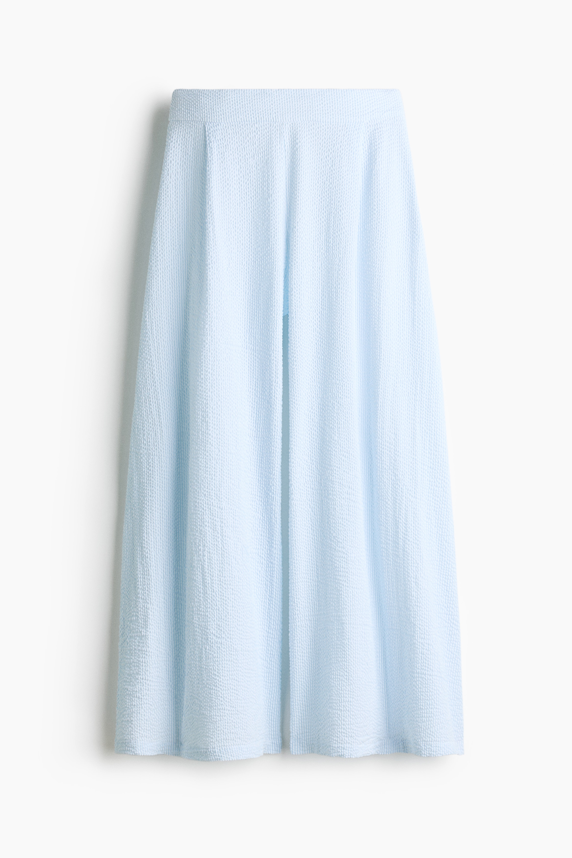 Wide seersucker trousers - Light blue