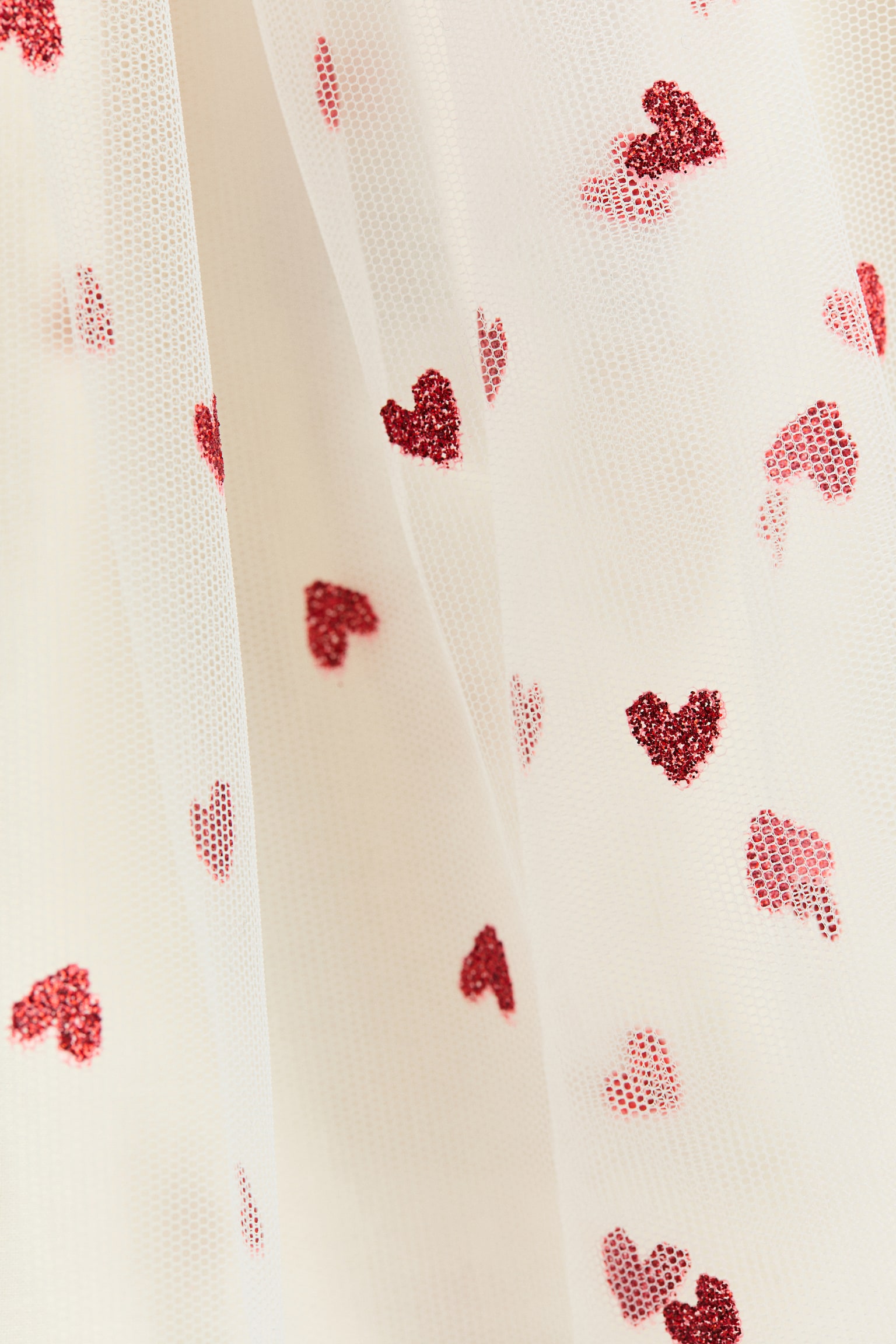 Glittery tulle skirt - White/Hearts/Coral pink/Glittery - 3