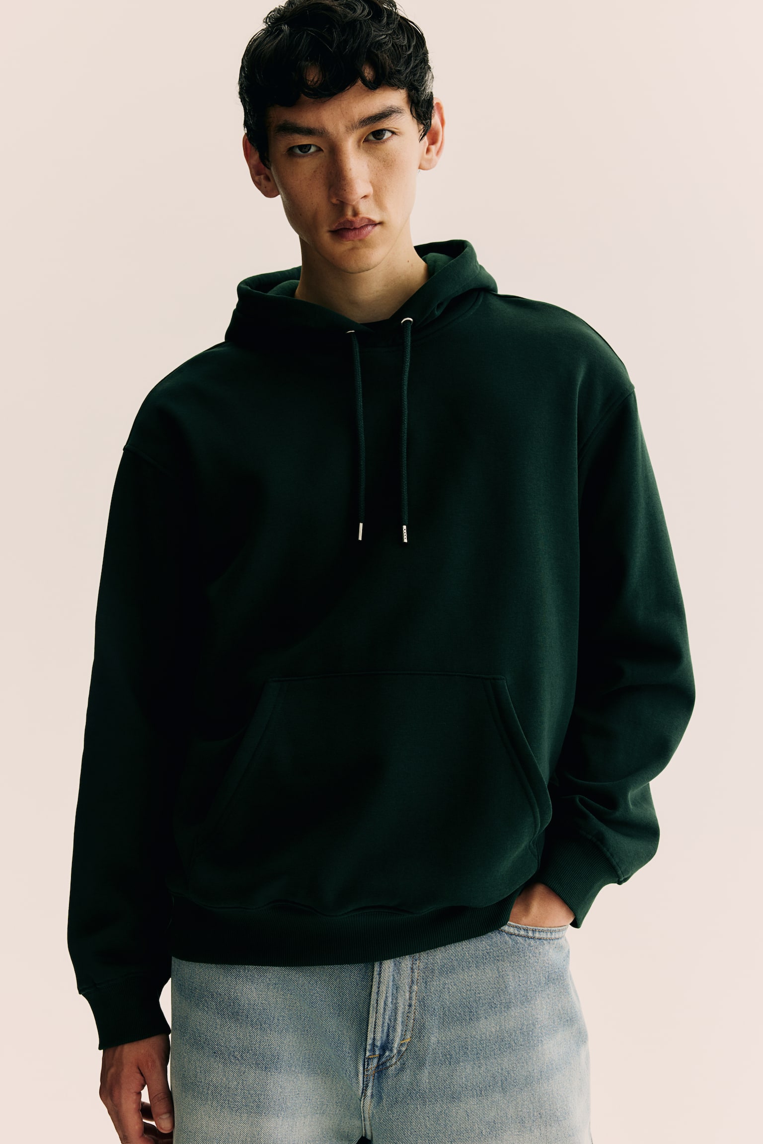 Loose Fit Hoodie - Forest green/Black/Light grey marl/Navy blue/Light beige/Dark brown/Black/Light beige/Dark greige/Pistachio green/White/White/Burgundy/Green/Light brown/Light purple - 1