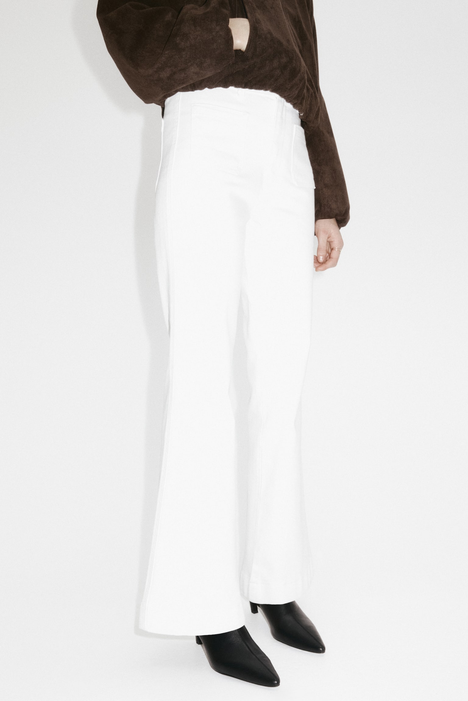 Jean évasé taille haute - Blanc/Bleu denim/Bleu denim foncé/Bleu denim foncé/Blanc/Rose pêche - 3